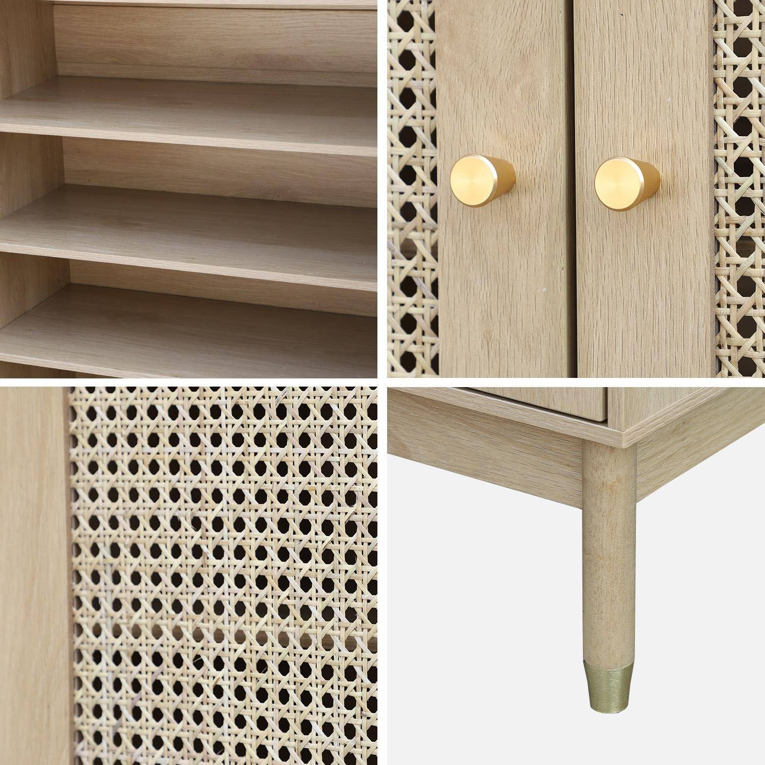 Mobile per scarpe 2 ante in canna, Judith, Marrone naturale, 78x37x114 cm,sweeek,Photo6