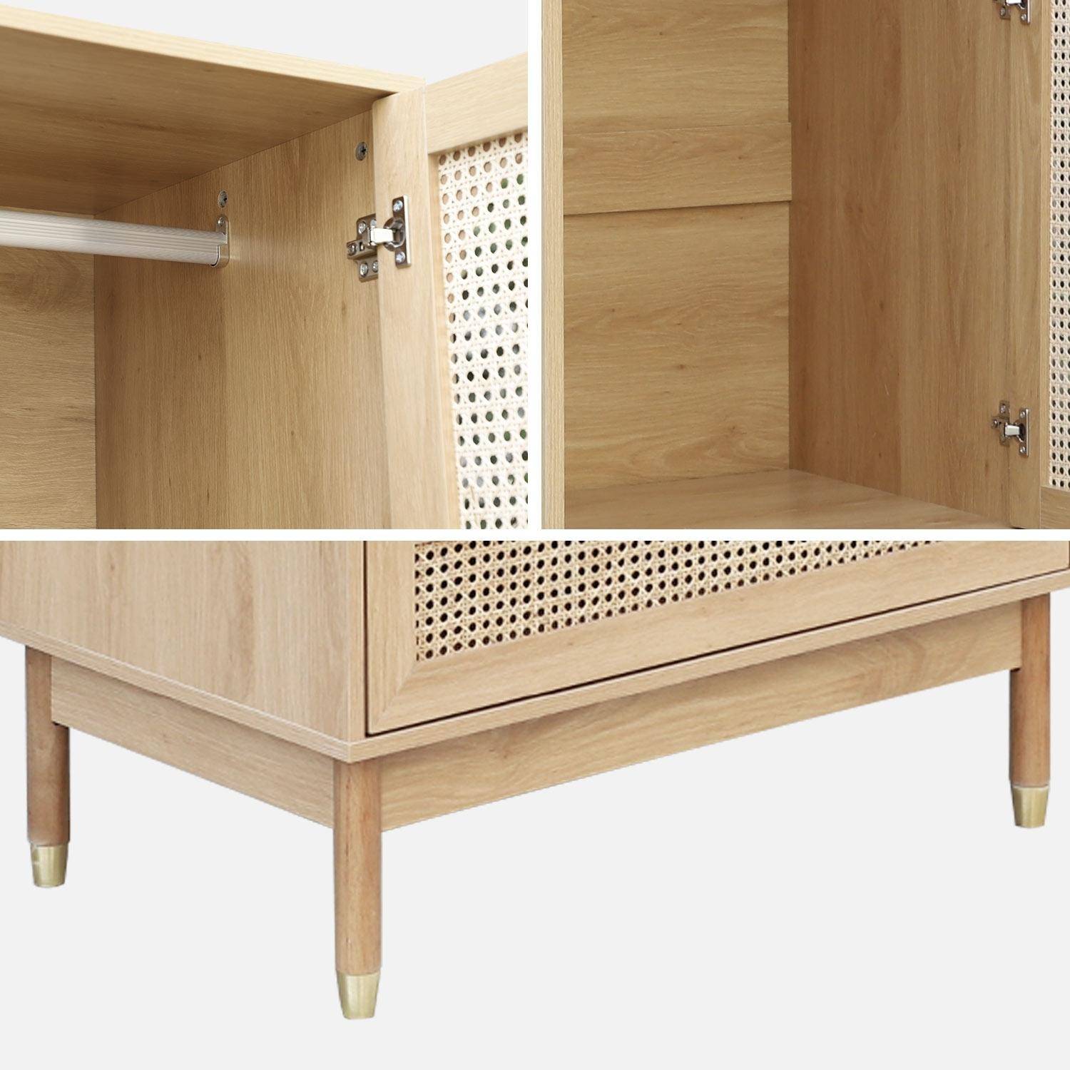 Armadio a due ante con due cassetti in legno intrecciato, Judith, Marrone naturale, 80x50x180 cm Photo8