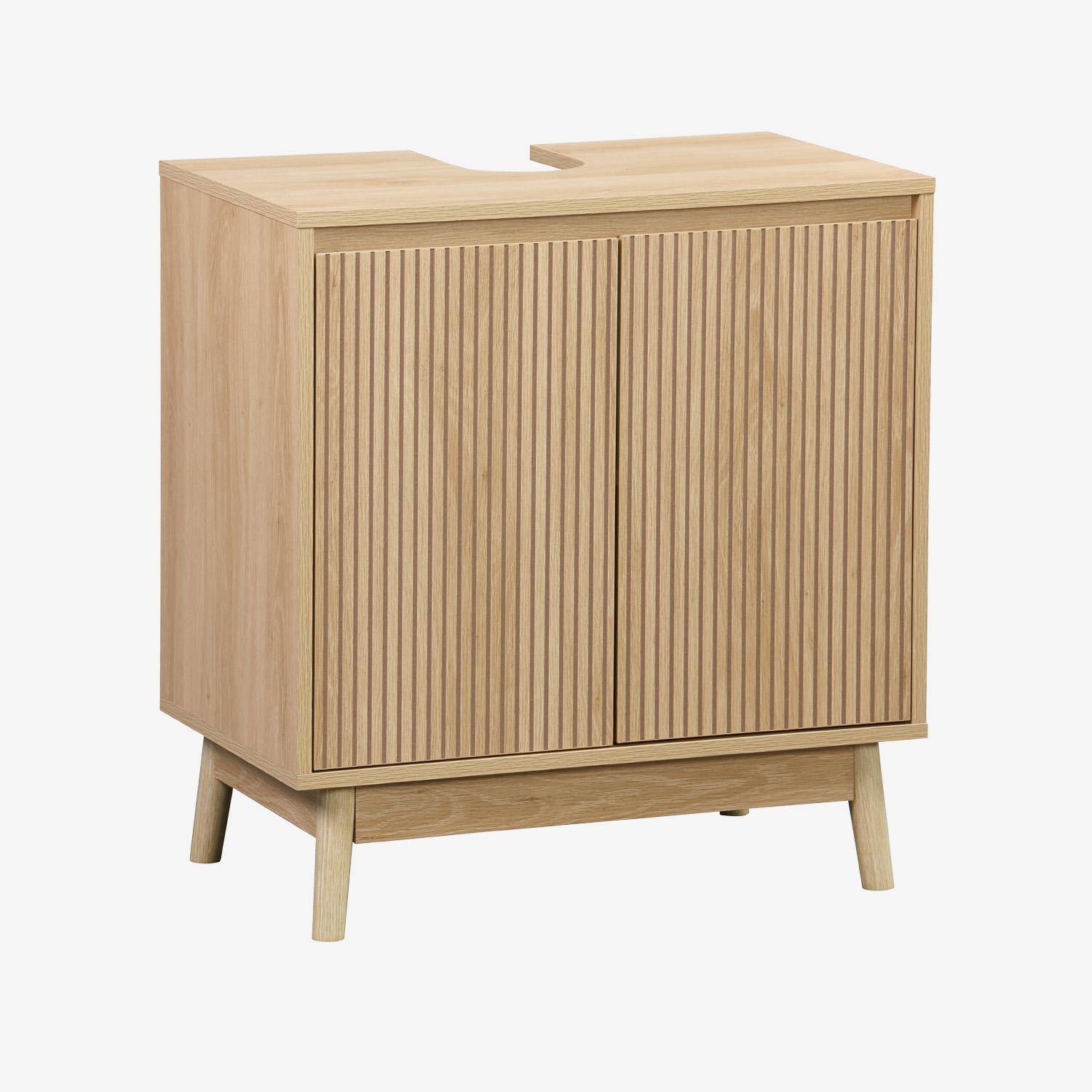 Meuble Sous Lavabo Salle De Bain - 60x60x30 Cm - 2 Portes, 3 étagères - MDF - À Monter