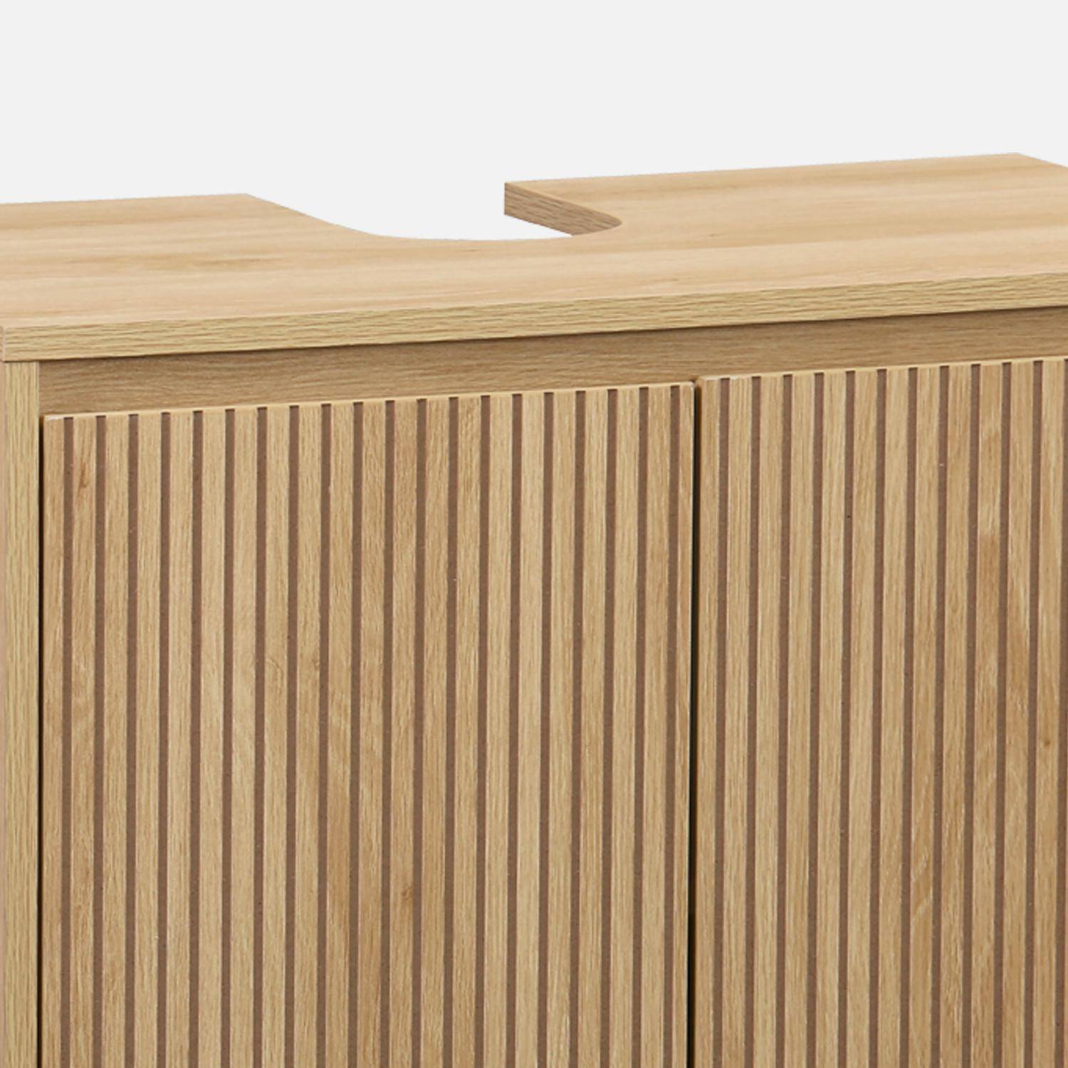 Waschbeckenunterschrank, naturfarben, 2 Türen, Füße aus Kiefernholz, 65 x 40 x 70 cm - Linear,sweeek,Photo7