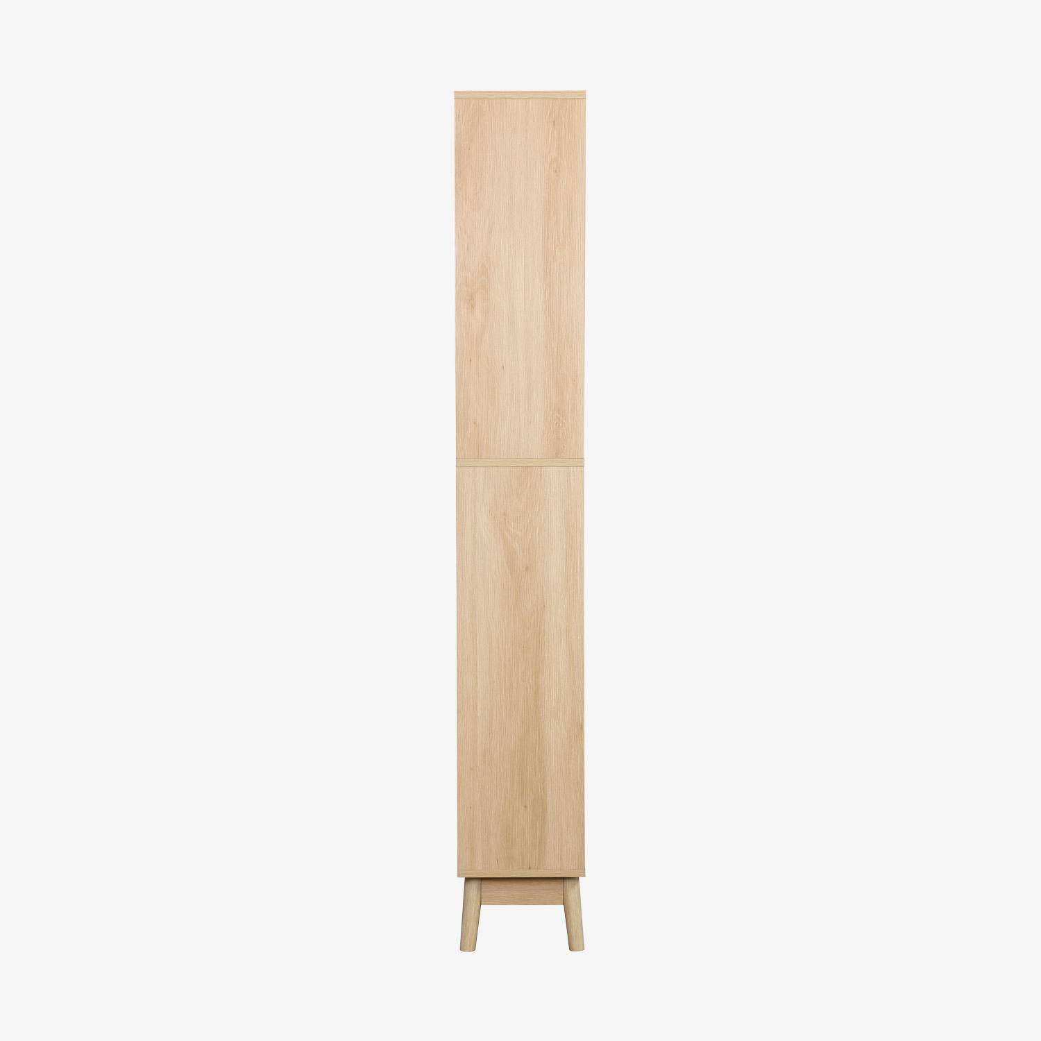 Badzimmerschrank schmal Holzoptik 3 Regale 2 Schubladen, 35 x 25 x 167 cm, naturfarben - Linear Photo4