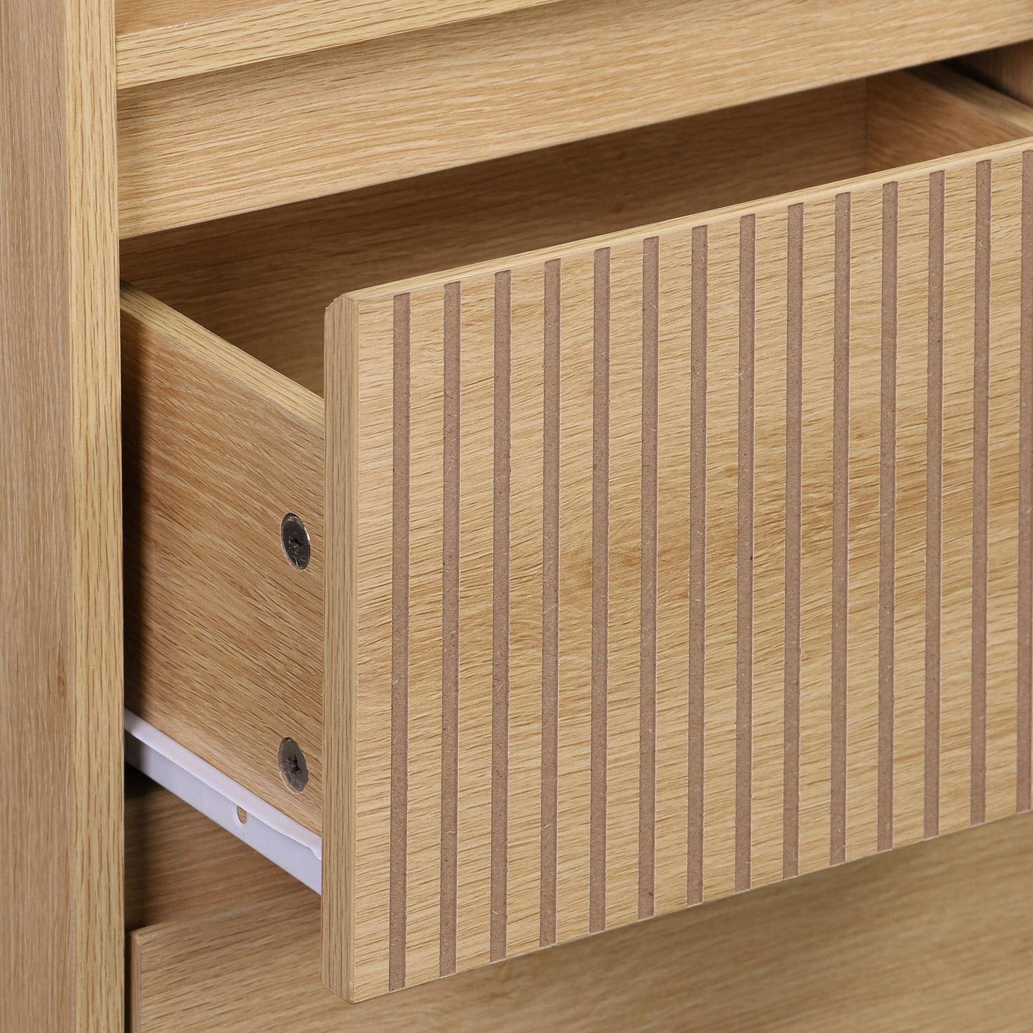 Badzimmerschrank schmal Holzoptik 3 Regale 2 Schubladen, 35 x 25 x 167 cm, naturfarben - Linear Photo5