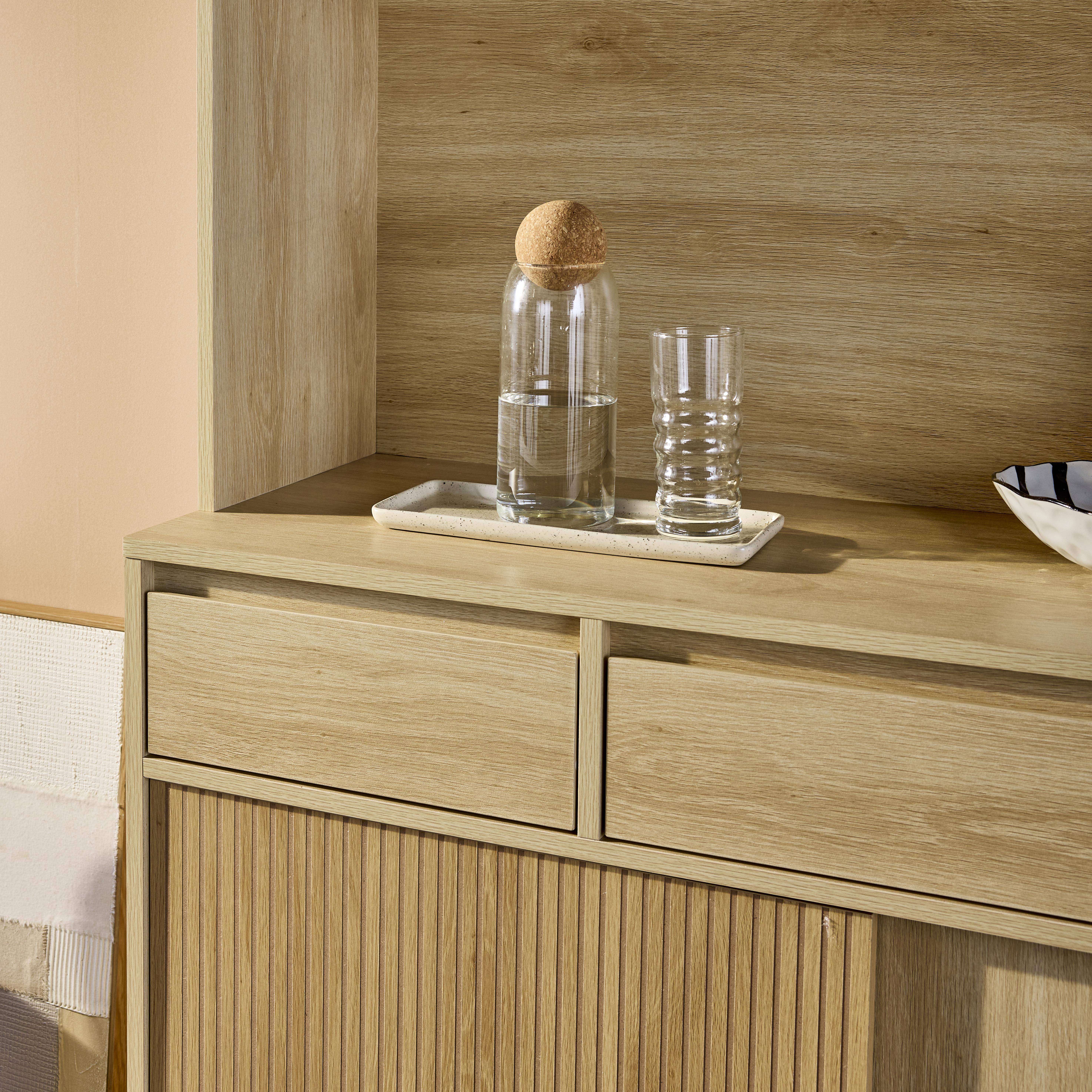 110cm wooden buffet with 3 drawers, Linear, Natural, 110x40x185 cm Photo4