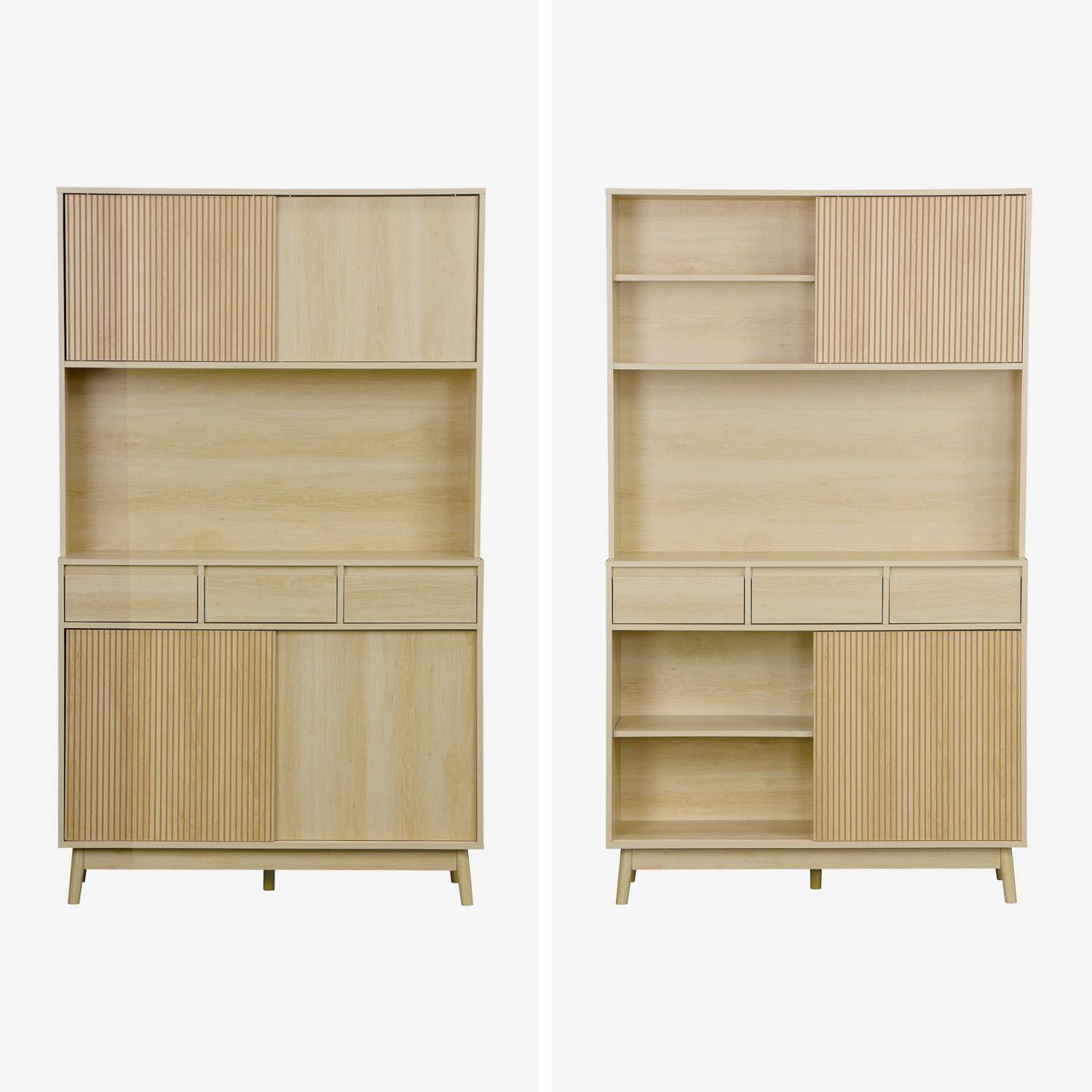 110cm wooden buffet with 3 drawers, Linear, Natural, 110x40x185 cm Photo3
