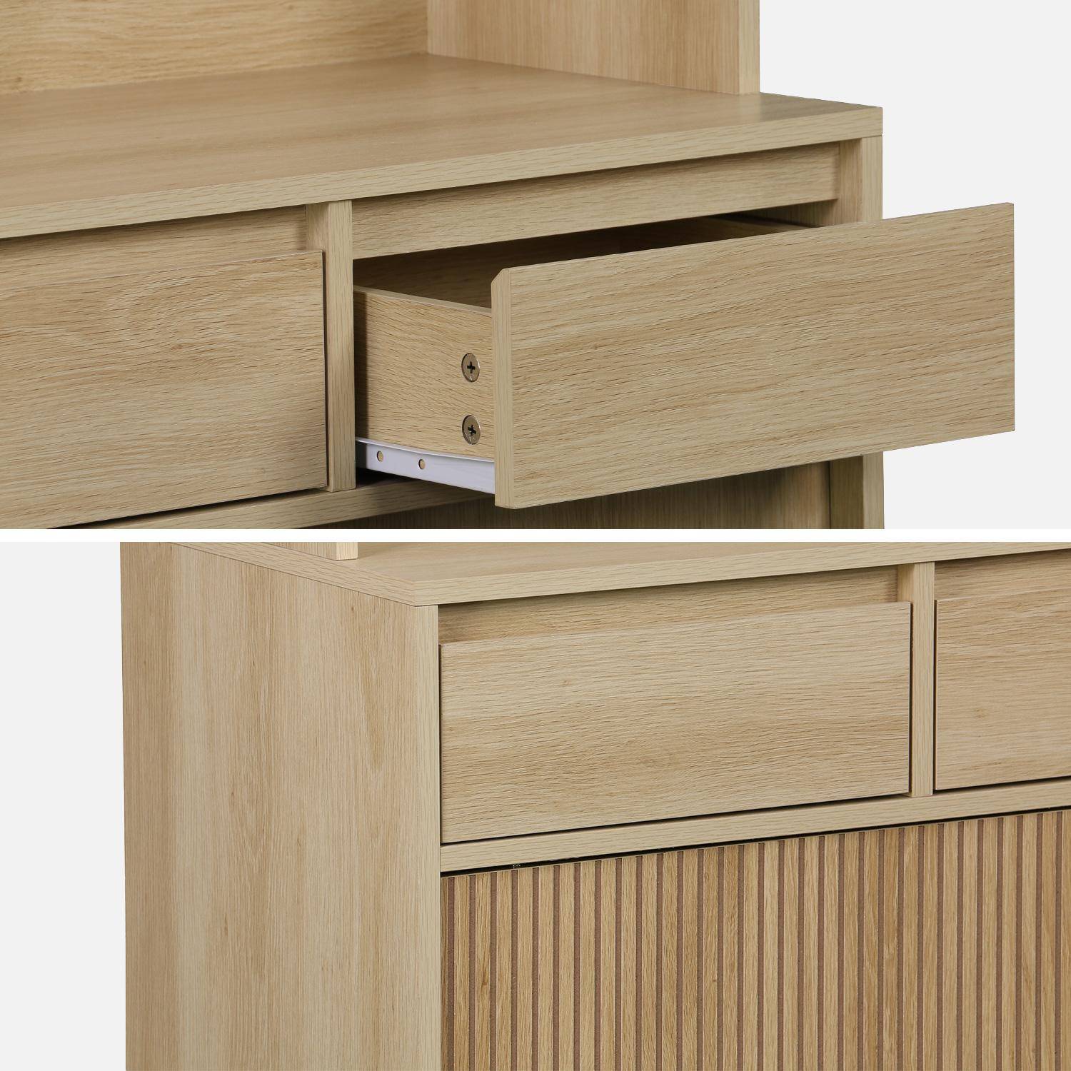 110cm wooden buffet with 3 drawers, Linear, Natural, 110x40x185 cm Photo5