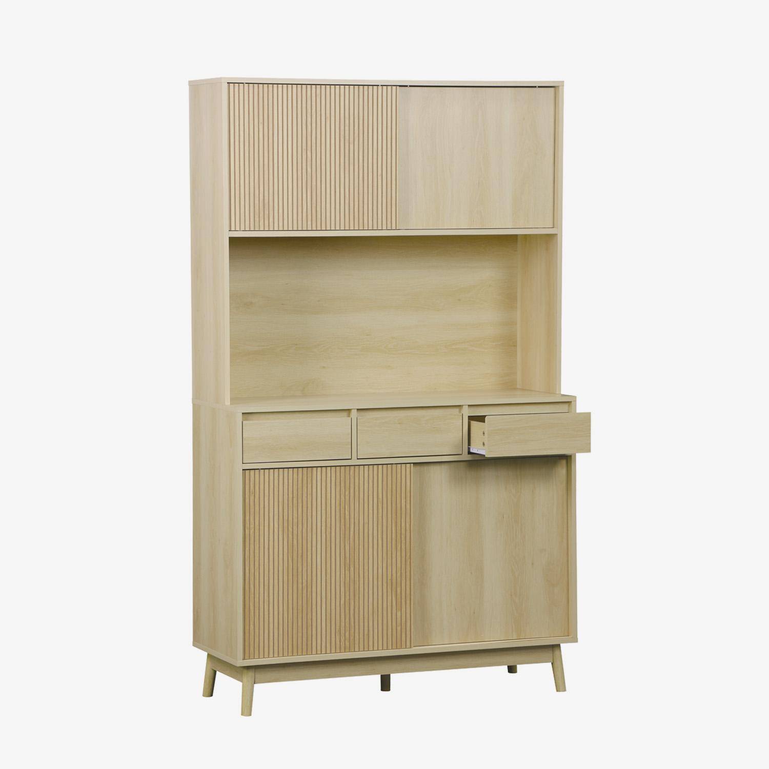110cm wooden buffet with 3 drawers, Linear, Natural, 110x40x185 cm Photo1