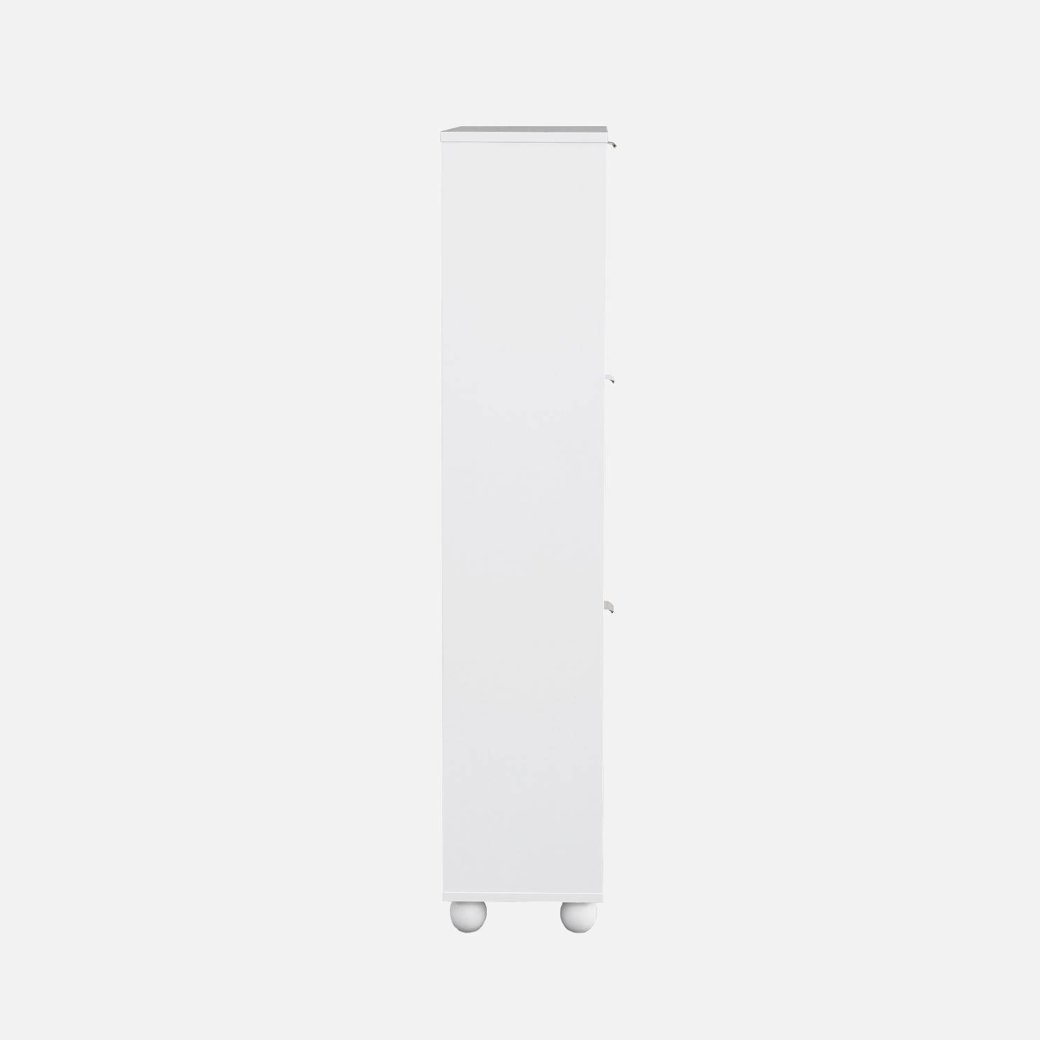 3-door shoe cabinet with rounded front, Maeve, White, 75x26x130 cm Photo5