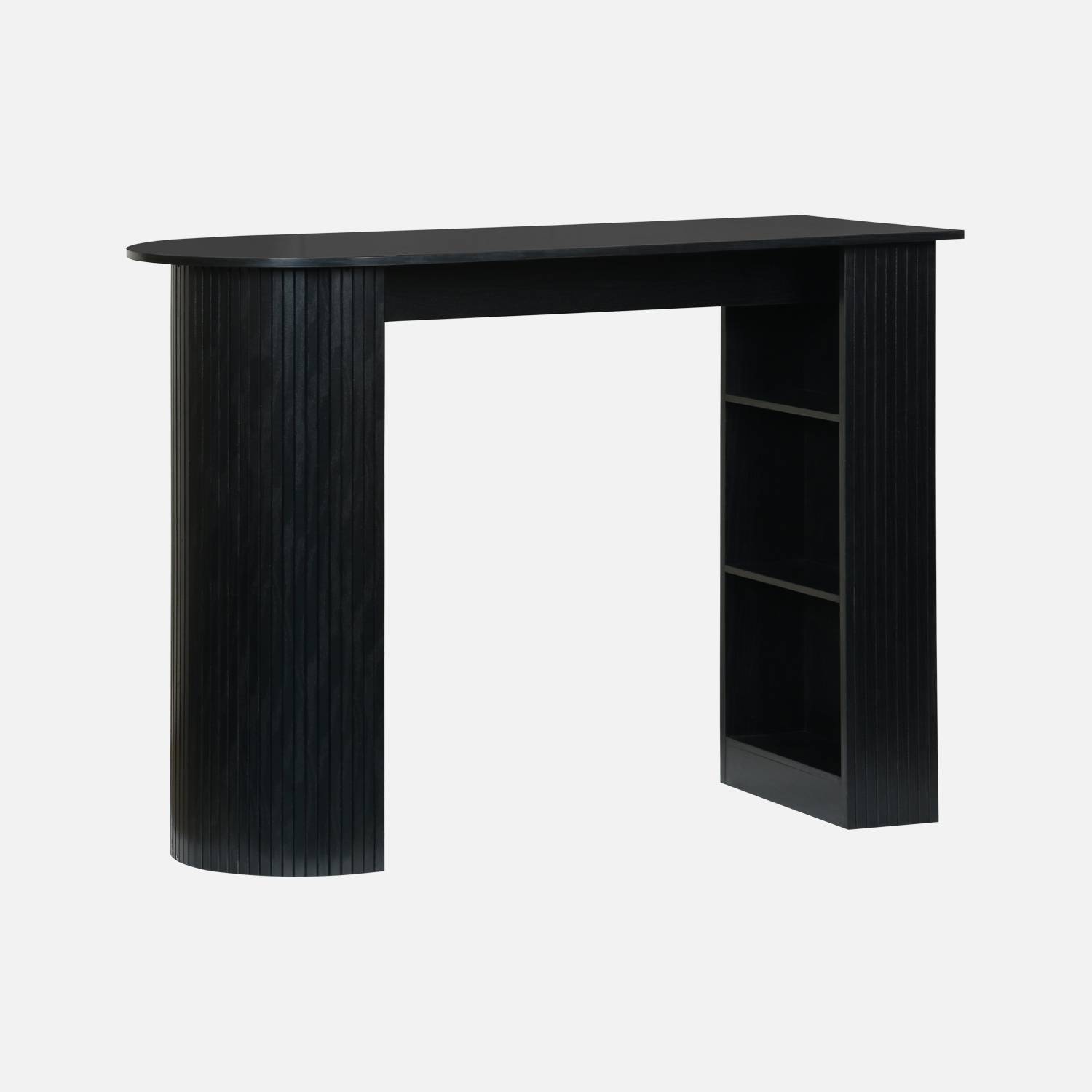 Table haute de cuisine 3 étagères décor bois noir