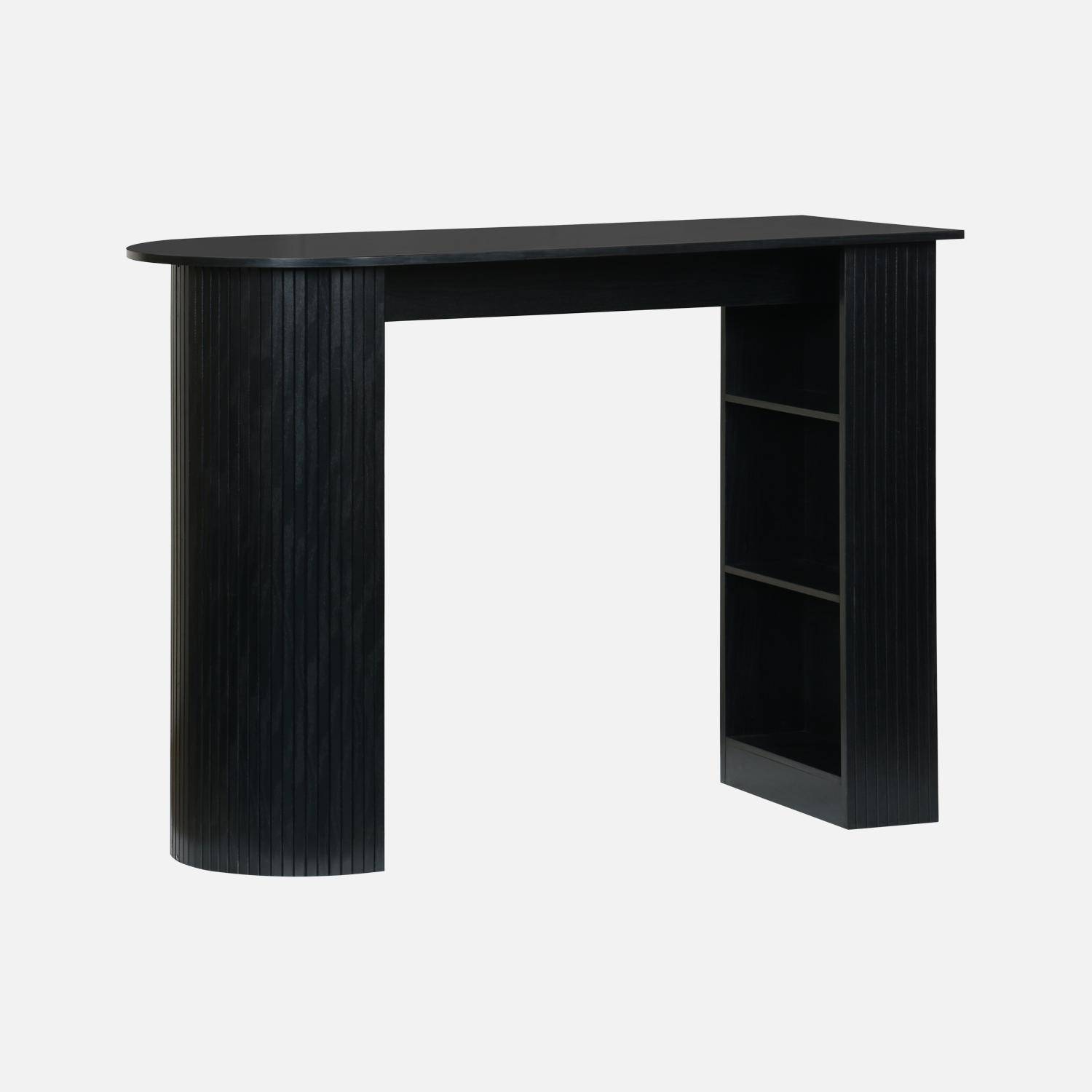 Bar-Tisch, hoher Küchentisch, Holzdekor mit Stauraum, 3 Ablagen, schwarz, 120 x 55 x 100 cm - Wallis Photo1