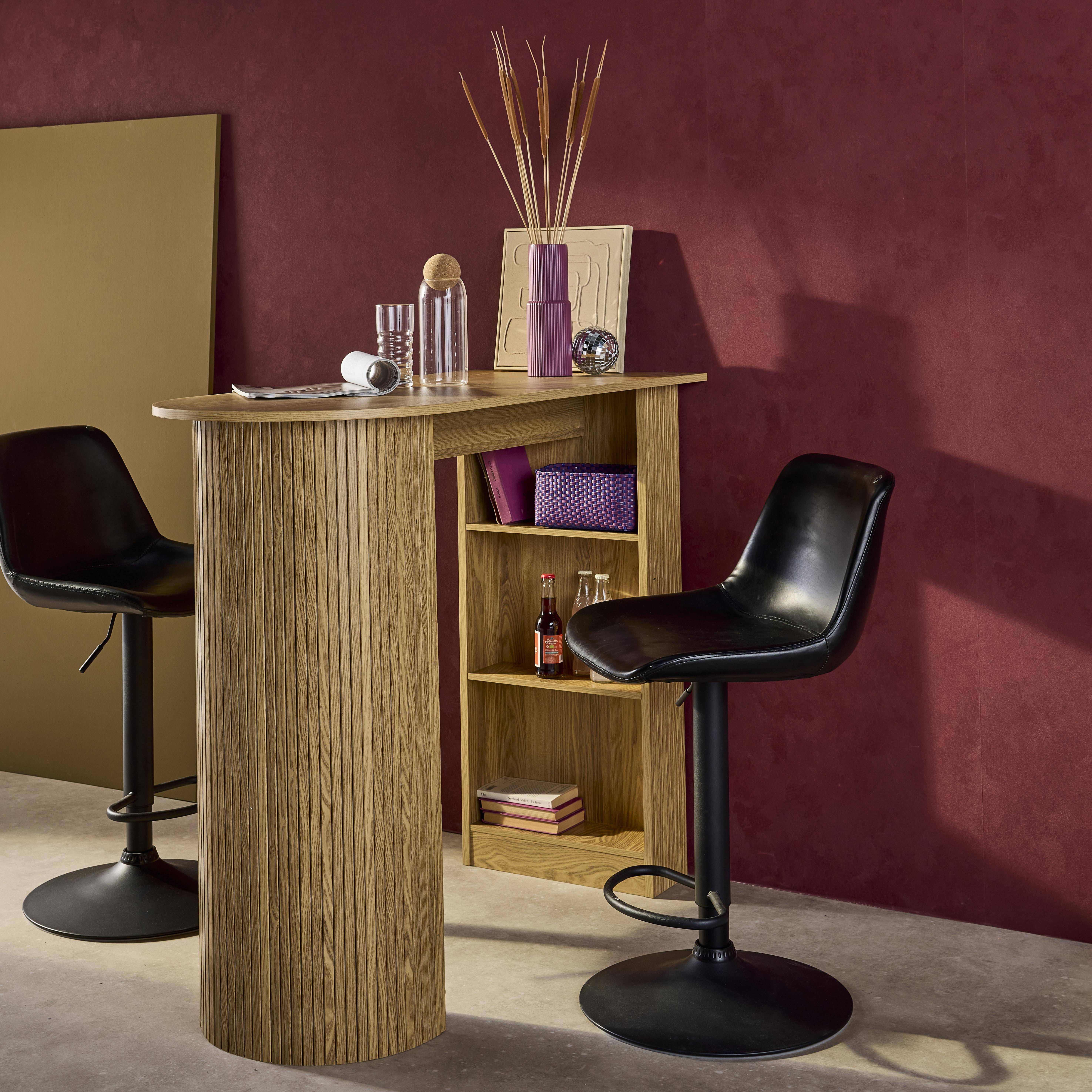Bar-Tisch, hoher Küchentisch, Holzdekor mit Stauraum, 3 Ablagen, naturfarben, 120 x 55 x 100 cm - Wallis Photo1
