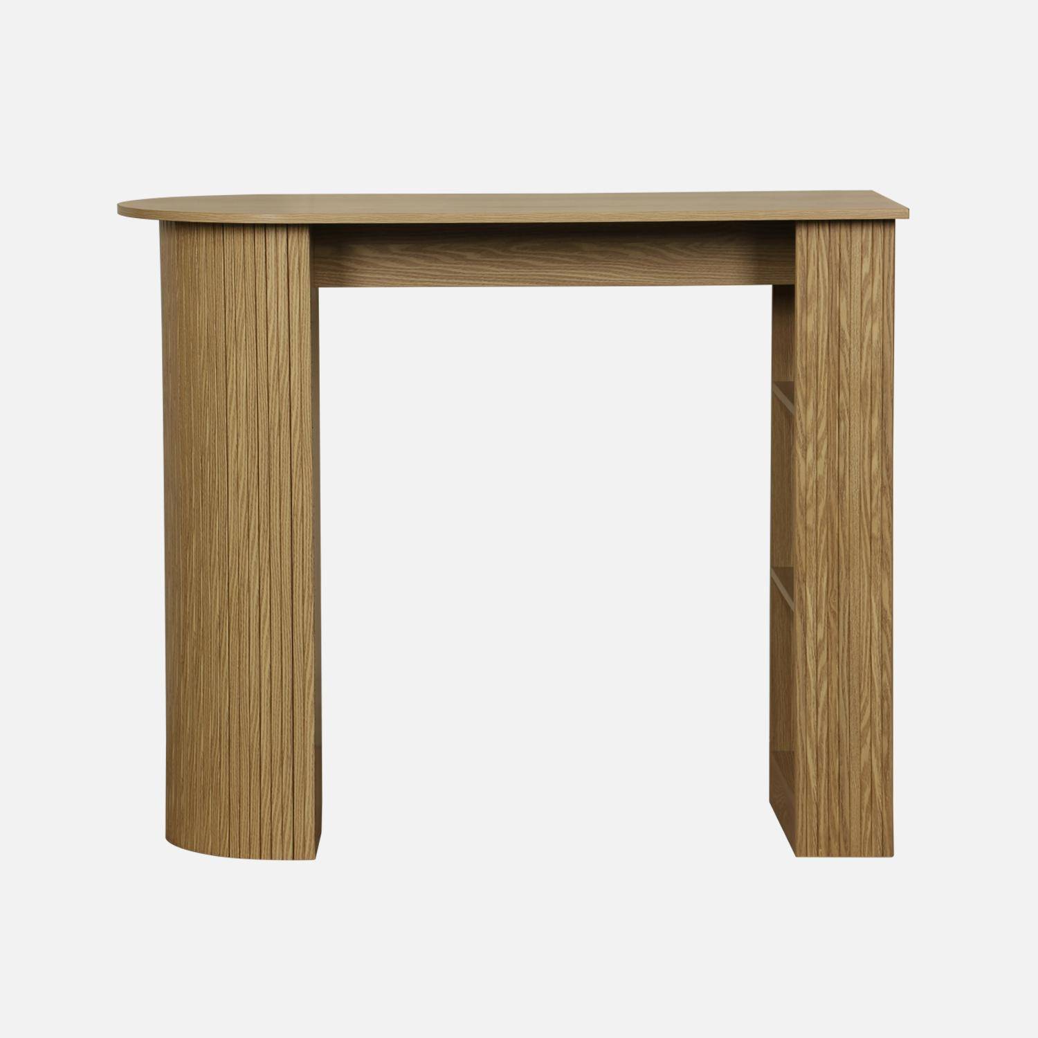 Bar-Tisch, hoher Küchentisch, Holzdekor mit Stauraum, 3 Ablagen, naturfarben, 120 x 55 x 100 cm - Wallis Photo2