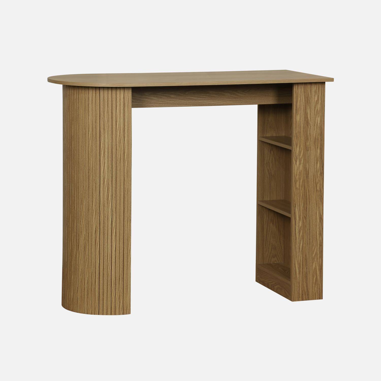Bar-Tisch, hoher Küchentisch, Holzdekor mit Stauraum, 3 Ablagen, naturfarben, 120 x 55 x 100 cm - Wallis Photo1