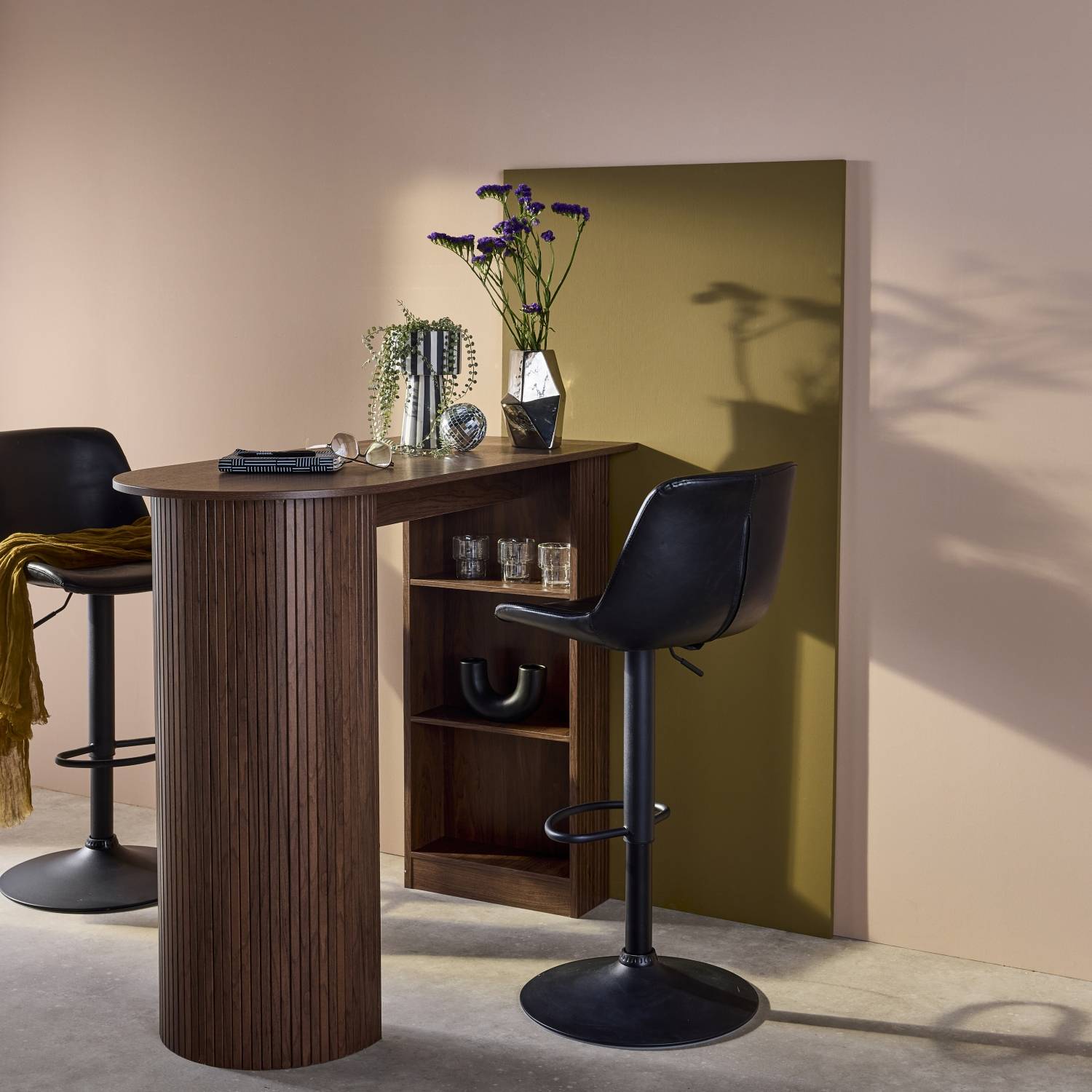 Comodino Kartell Tavolo Da Pranzo Rotondo In Stile Scandinavo In Legno Nero E Faggio Martha M23019737 Tavolo Rotondo - 2