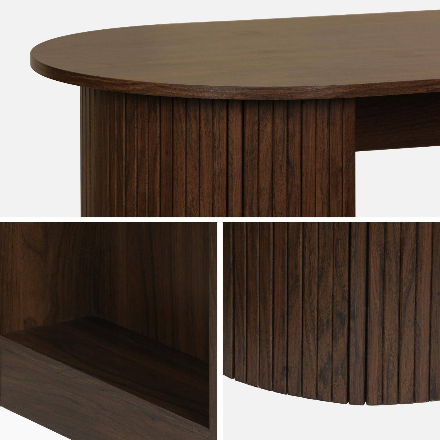 Table bar, table haute de cuisine table d'appoint décor bois avec rangements, 3 étagères, 120 x 55 x 100 cm Photo4