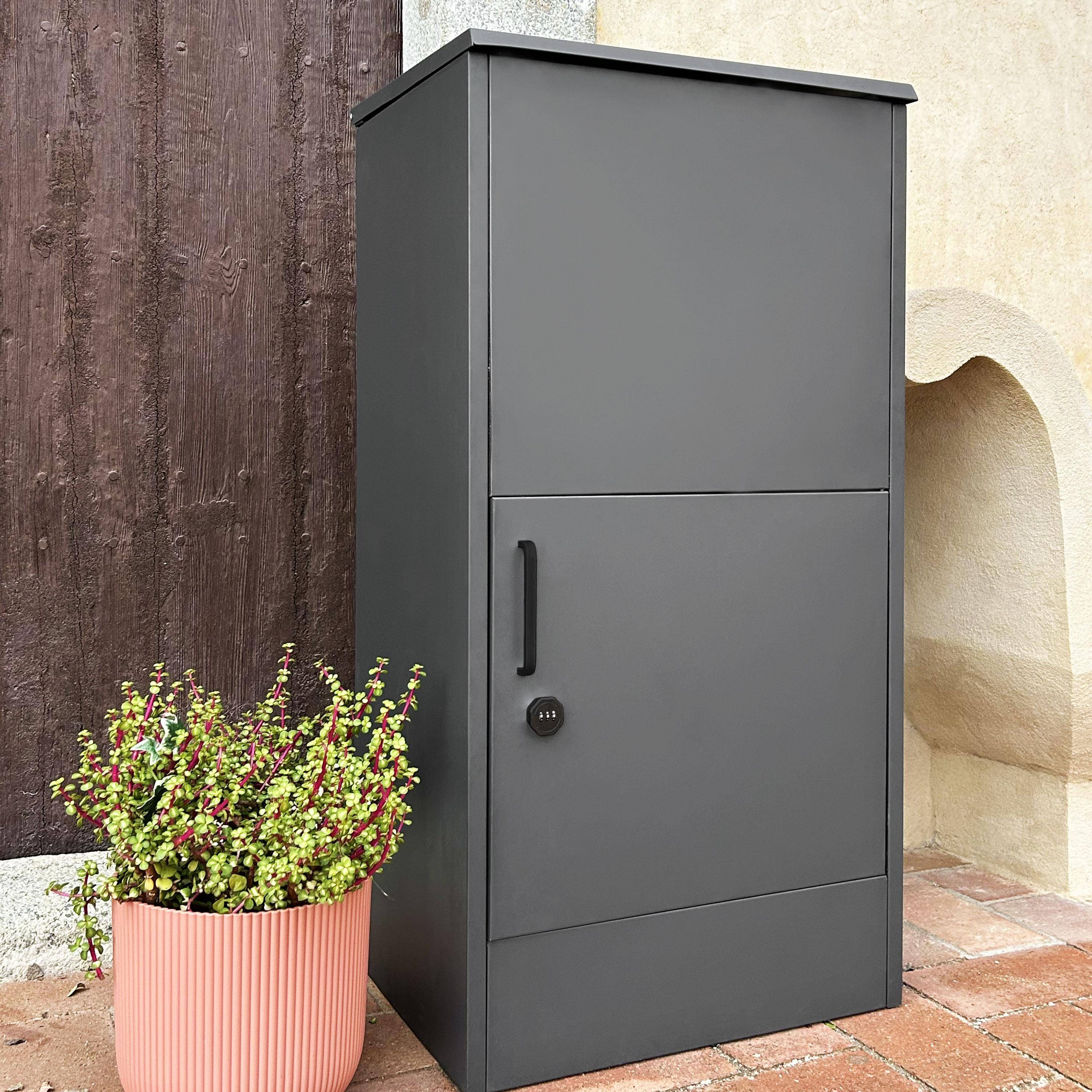 Caja de paquetes de 56cm en acero galvanizado con candado, Caja de paquetes, Antracita, 56x43x107 cm,sweeek,Photo2