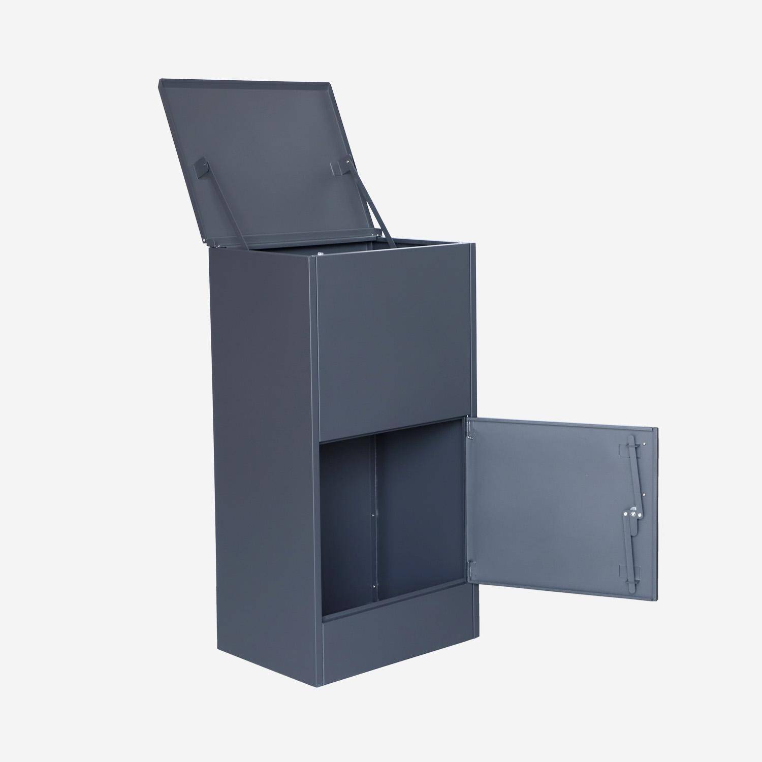 Caja de paquetes de 56cm en acero galvanizado con candado, Caja de paquetes, Antracita, 56x43x107 cm Photo6