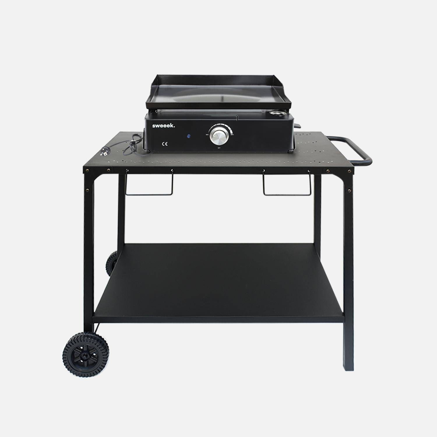 Piastra elettrica con 1 bruciatore + carrello, 2200W, Nikola, Nero, 100x65.5x76 cm Photo1