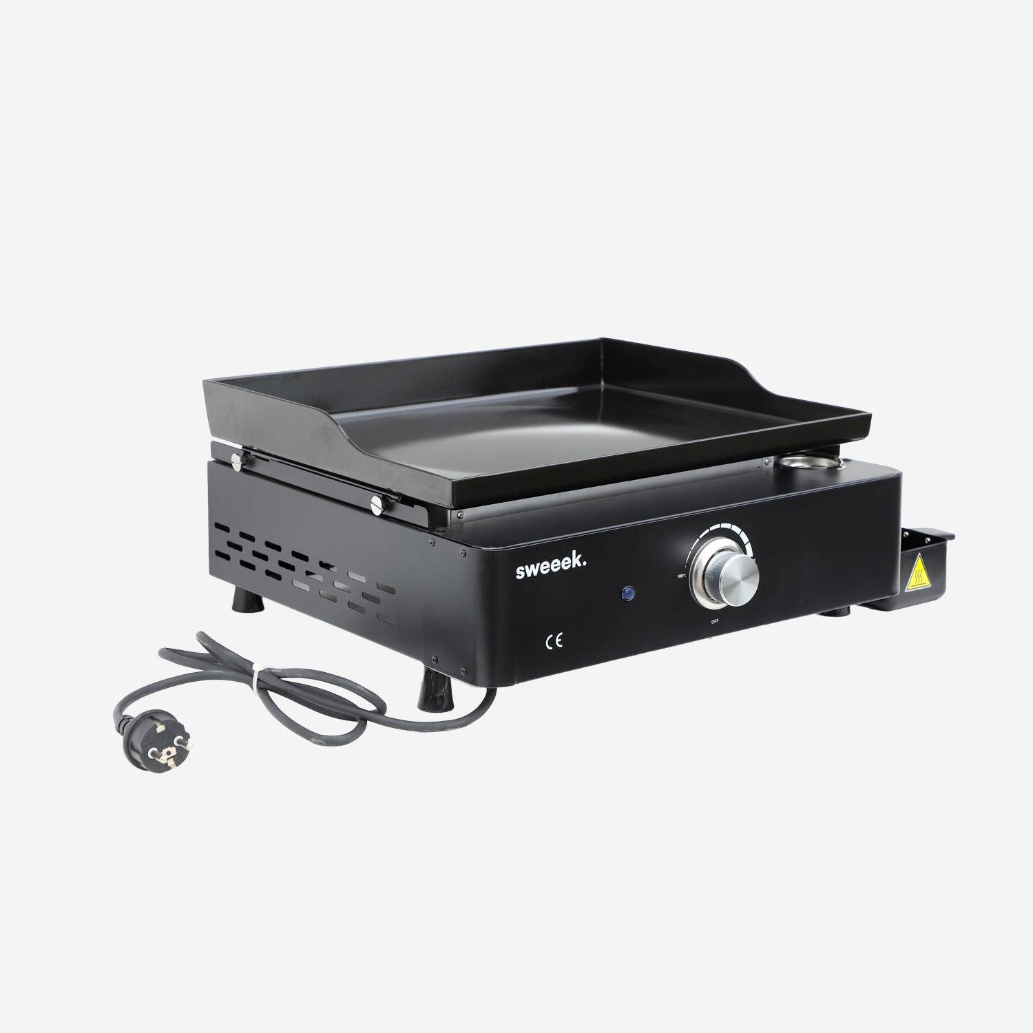 Piastra elettrica con 1 bruciatore + carrello, 2200W, Nikola, Nero, 100x65.5x76 cm Photo2