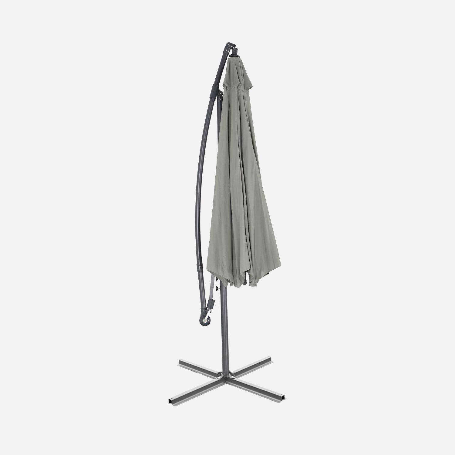 Parasol Ø350cm - Hardelot - Khaki kleur, antraciet structuur, terugslagvrije zwengel, 8 baleinen. Photo3
