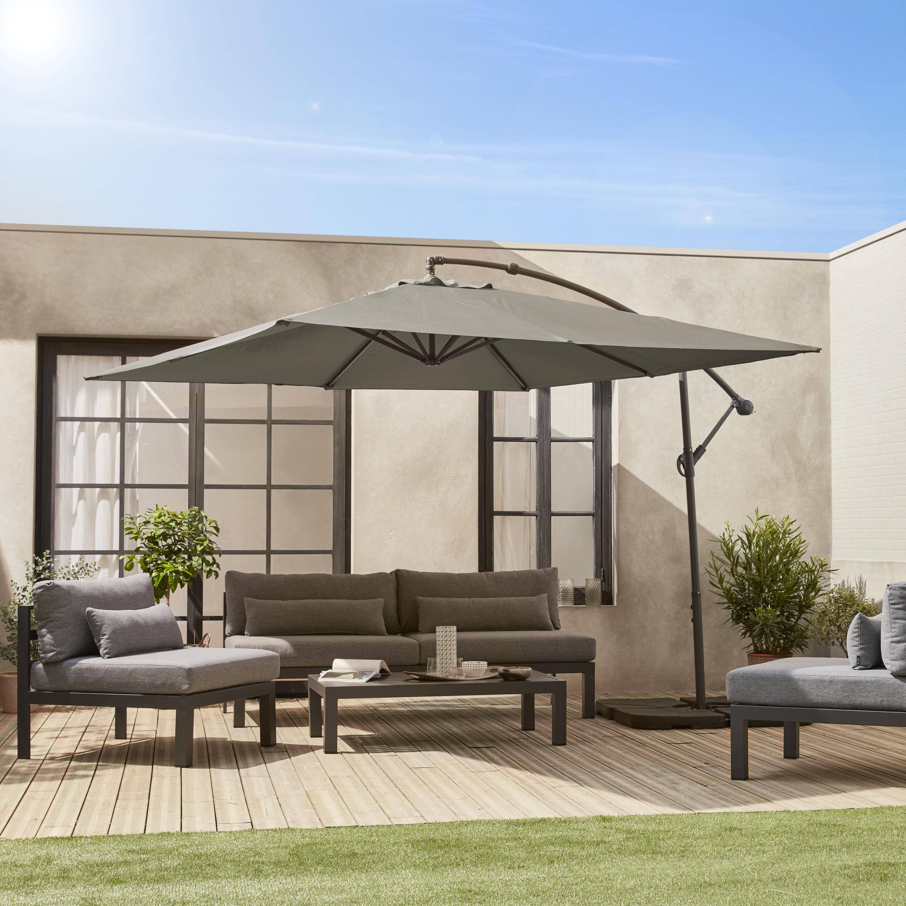 Vierkante parasol 3x3m - Hardelot - kaki - Anti-terugslag zwengel | Waterafstotende stof | Gemakkelijk in gebruik Photo1