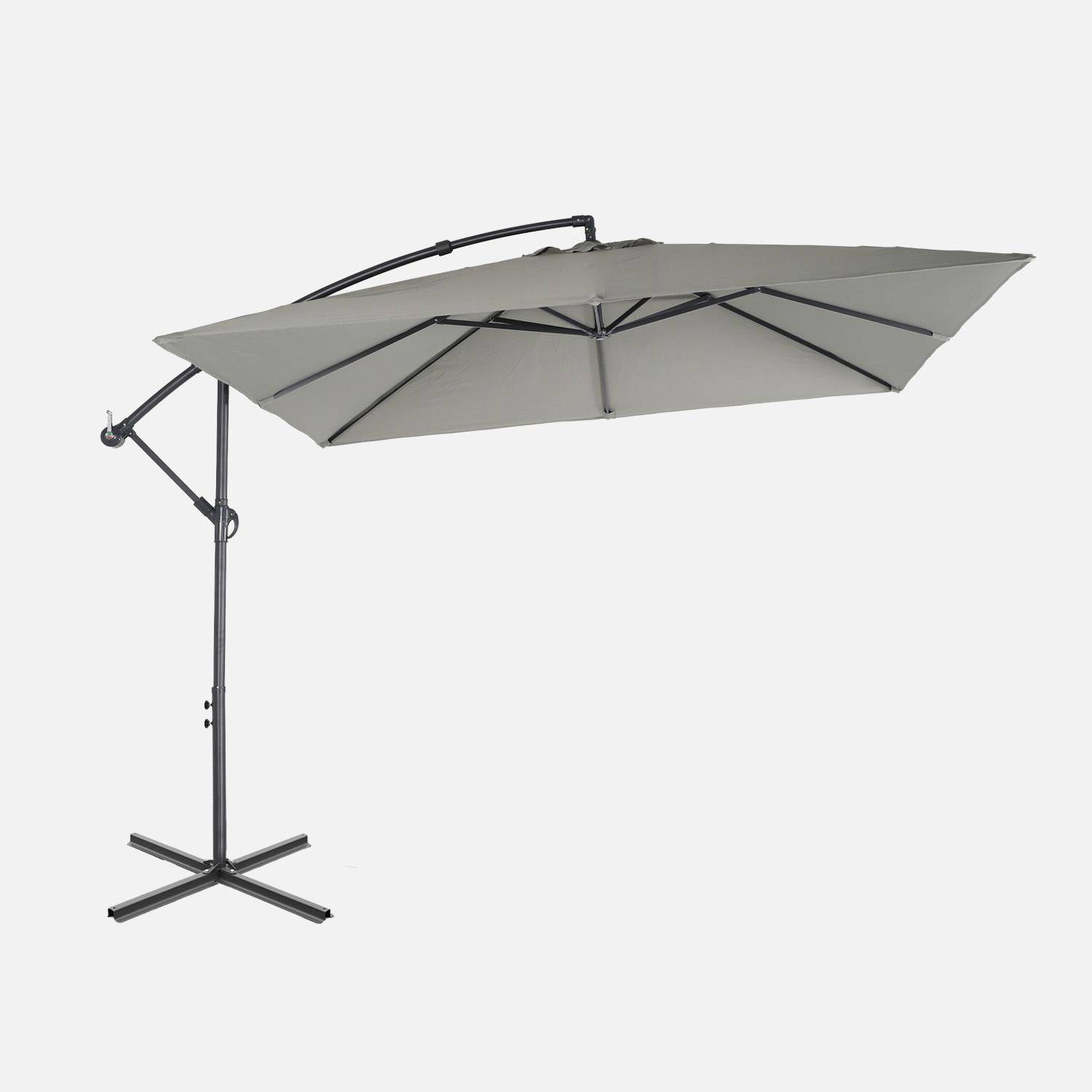 Vierkante parasol 3x3m - Hardelot - kaki - Anti-terugslag zwengel | Waterafstotende stof | Gemakkelijk in gebruik Photo2