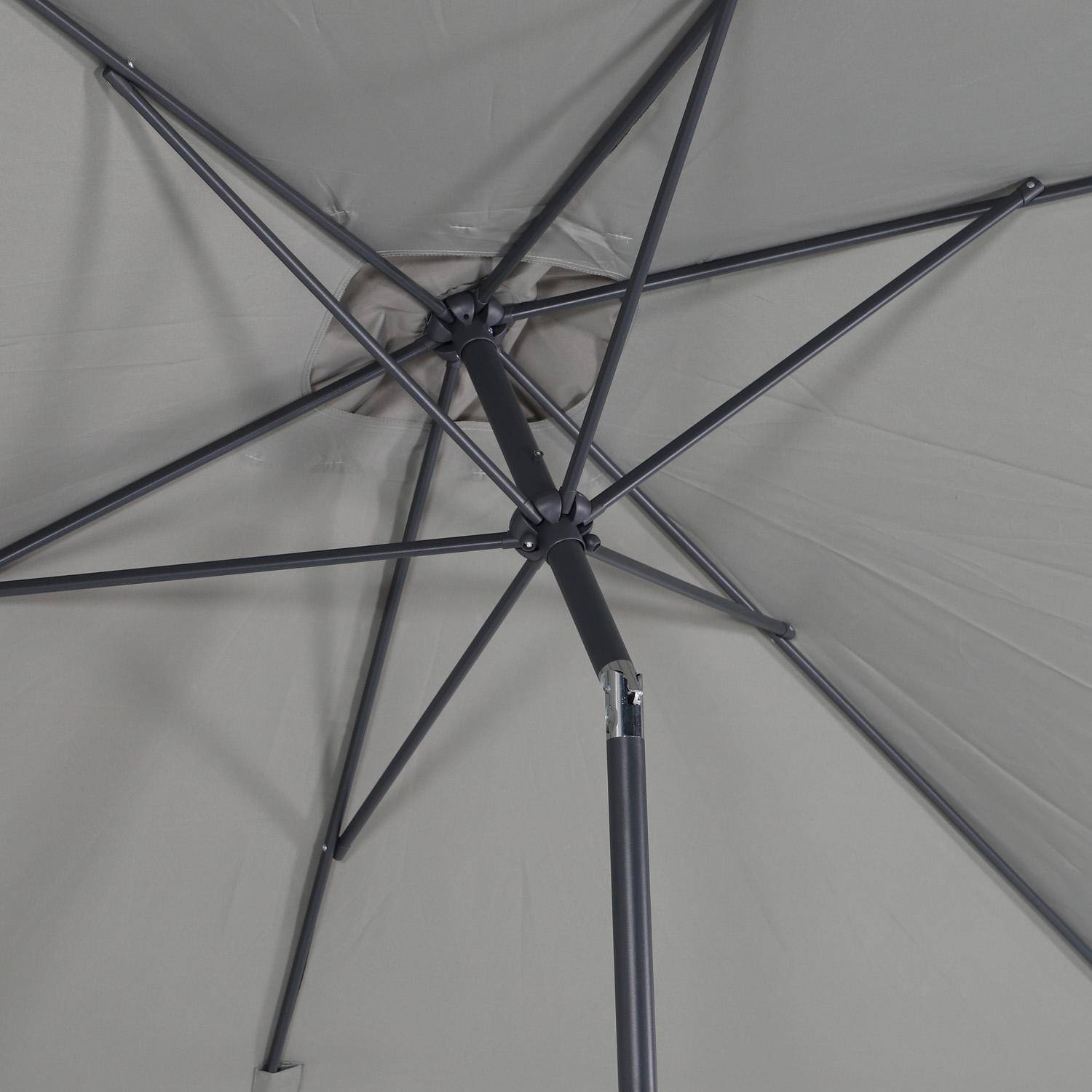 Parasol droit rectangulaire 2x3m - Touquet - Kaki - mât central en aluminium orientable et manivelle d'ouverture Photo7