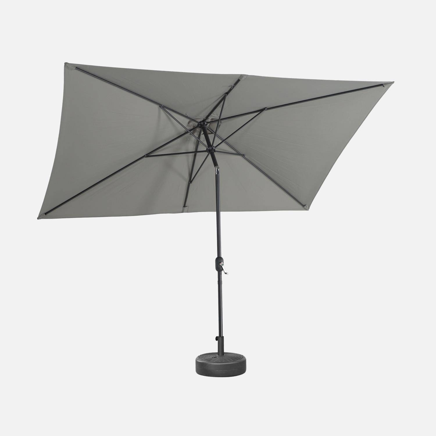 Parasol droit rectangulaire 2x3m - Touquet - Kaki - mât central en aluminium orientable et manivelle d'ouverture Photo4