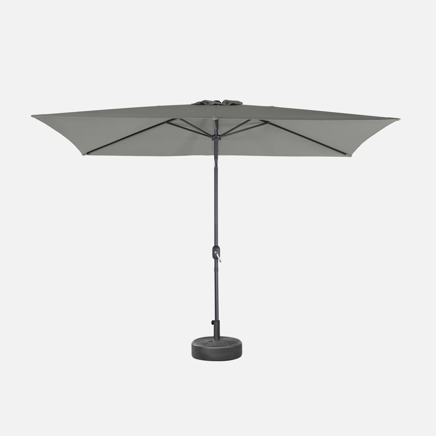 Parasol droit rectangulaire 2x3m - Touquet - Kaki - mât central en aluminium orientable et manivelle d'ouverture Photo3