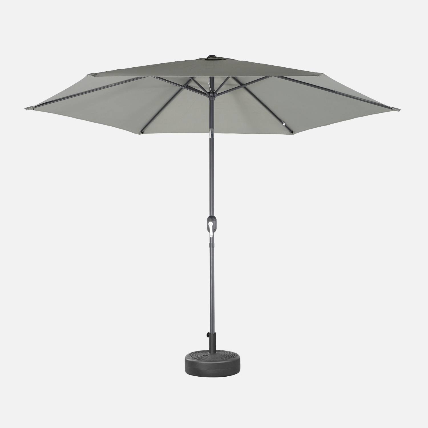 Parasol droit rond Ø300cm, orientable, kaki, mât central I sweeek