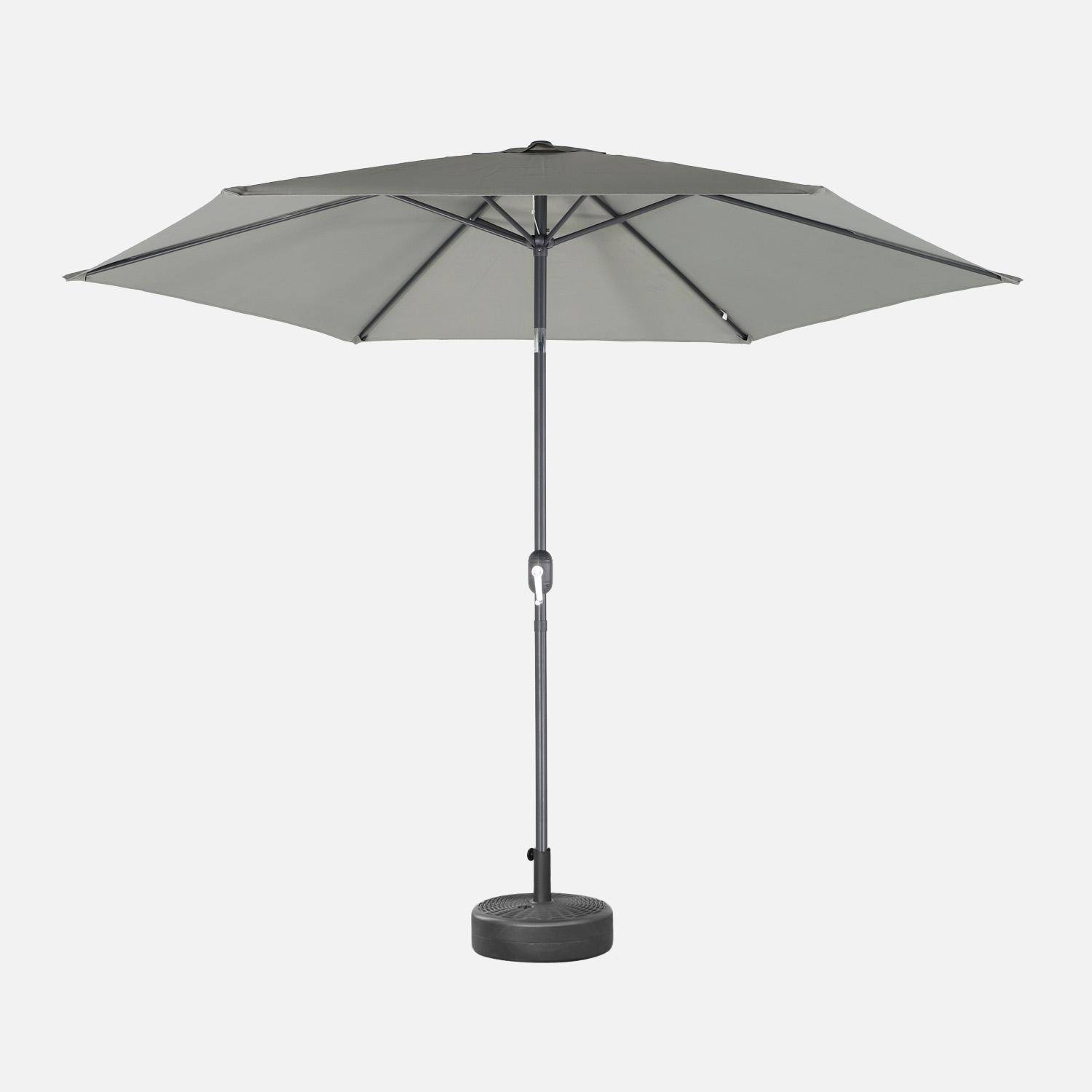 Parasol droit rond Ø300cm - Touquet Kaki - mât central en aluminium orientable et manivelle d'ouverture Photo3