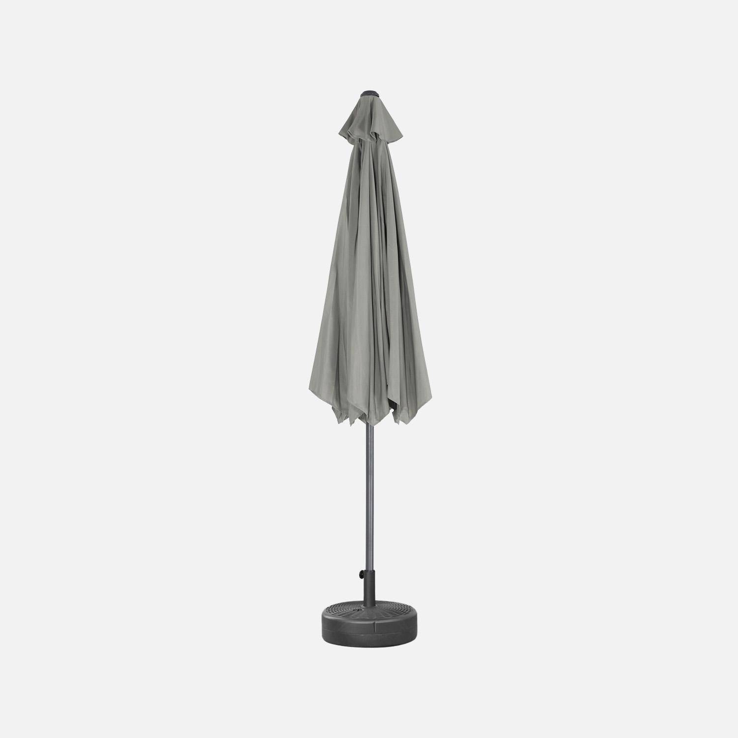 Parasol droit rond Ø300cm - Touquet Kaki - mât central en aluminium orientable et manivelle d'ouverture Photo5