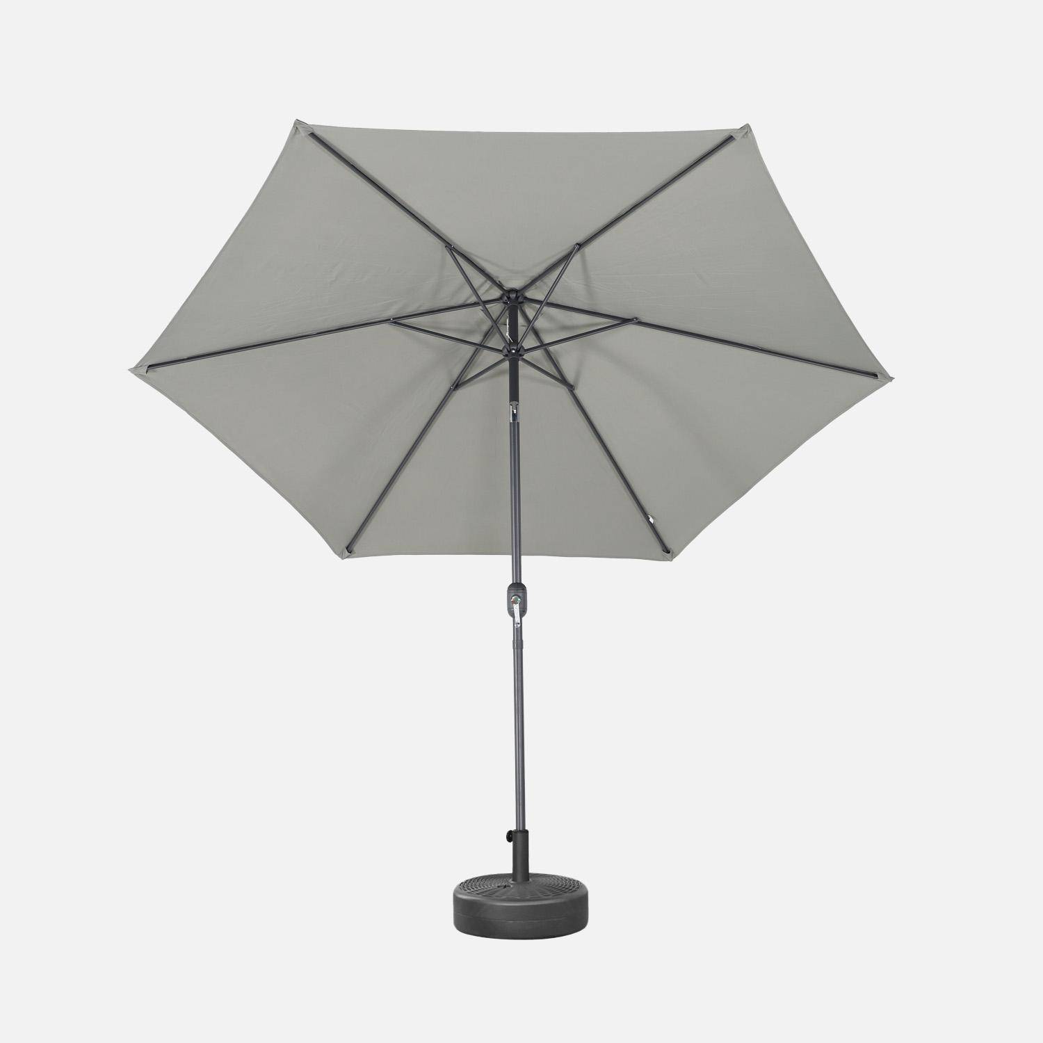 Parasol droit rond Ø300cm - Touquet Kaki - mât central en aluminium orientable et manivelle d'ouverture Photo4
