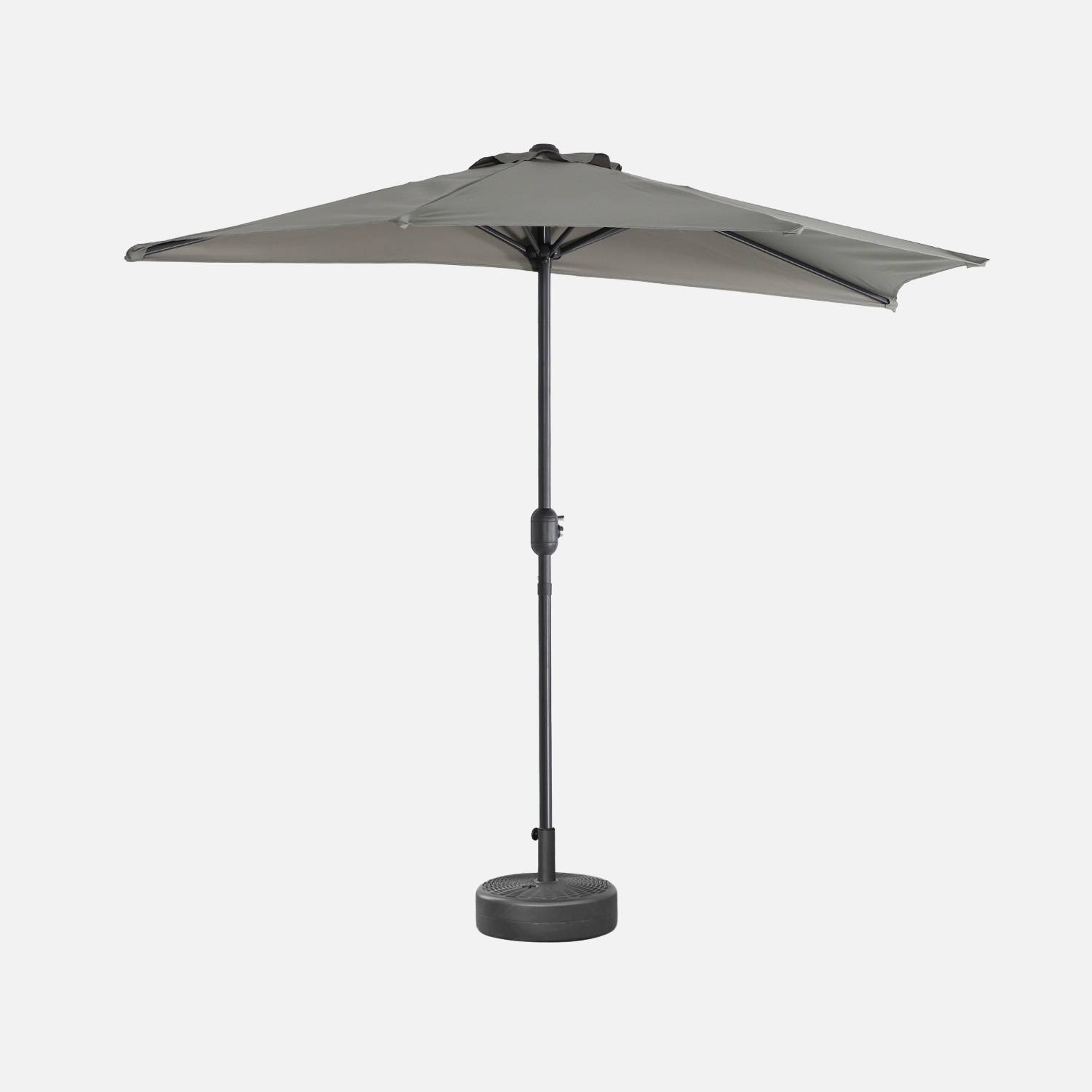 Demi-parasol de balcon Ø250cm, droit, kaki, mât central | sweeek