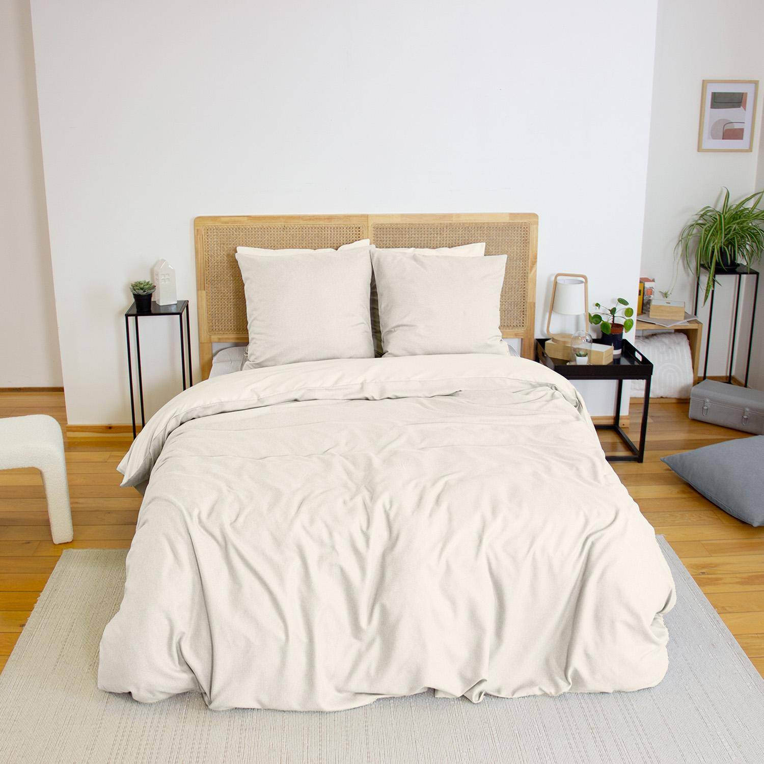 Wendebettwäsche creme 2 Personen. Zweimaterial, 240 x 220 cm - Espiga Photo1