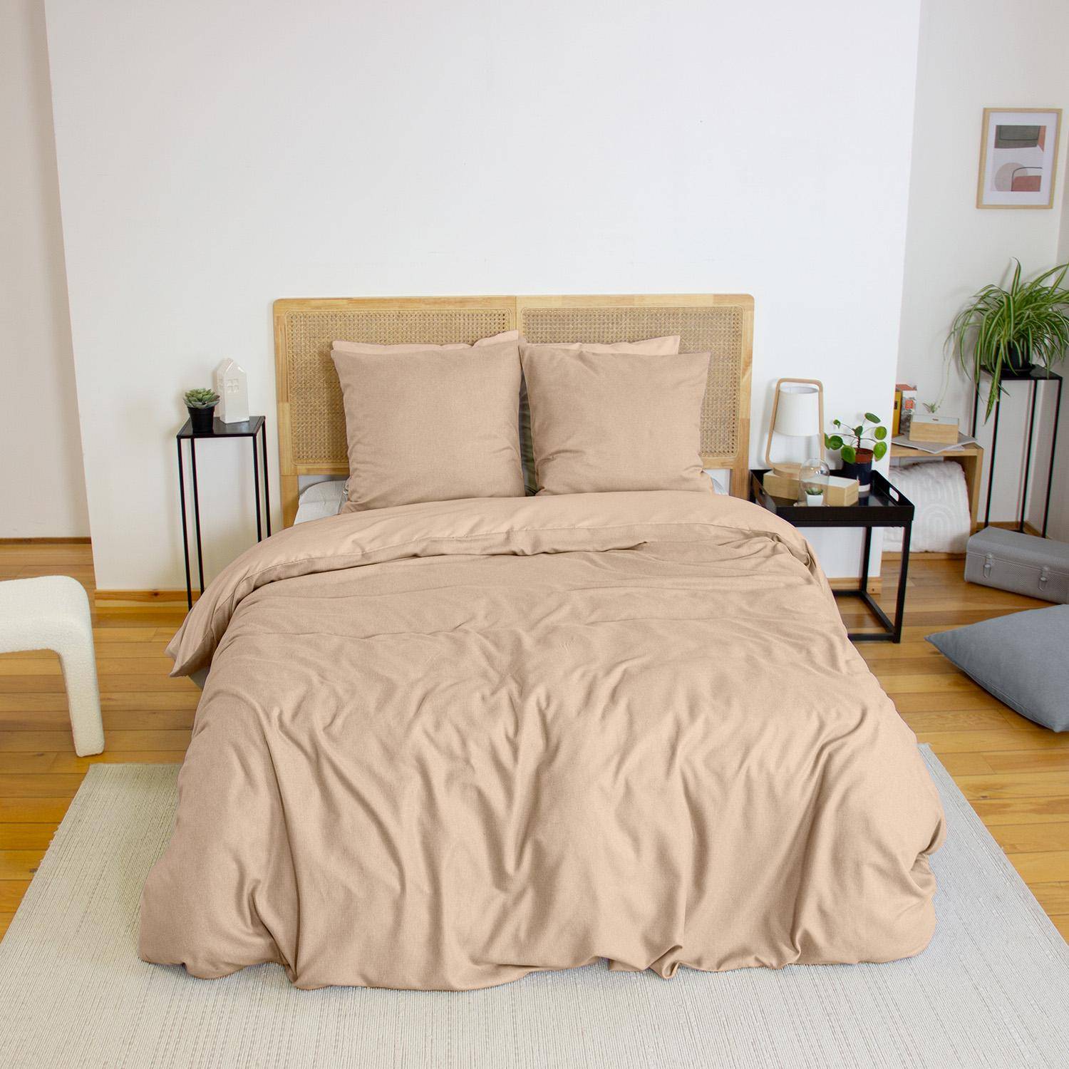 Juego de funda nórdica reversible de 2 plazas, Espiga, Gris beige, 240x220x1 cm,sweeek,Photo1