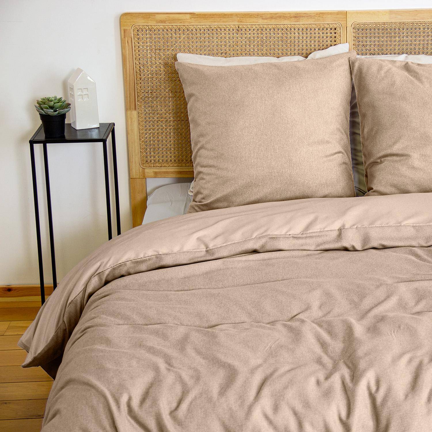 Dekbedovertrek ESPIGA taupe 2-persoons, omkeerbaar, bi-materiaal, 260 x 240 cm,sweeek,Photo2