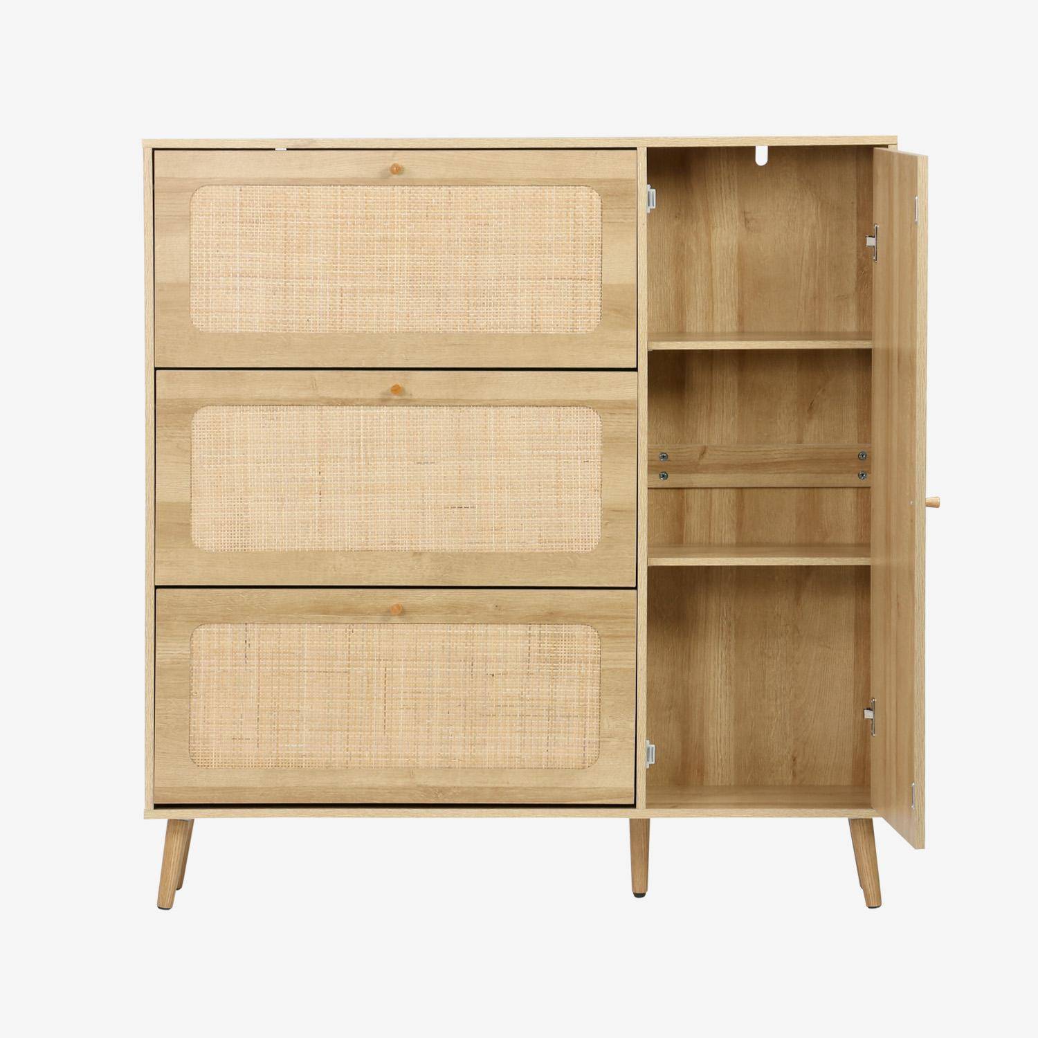 Mueble para zapatos de caña con 3 cajones, Boheme, Natural, 120x24x125 cm,sweeek,Photo4