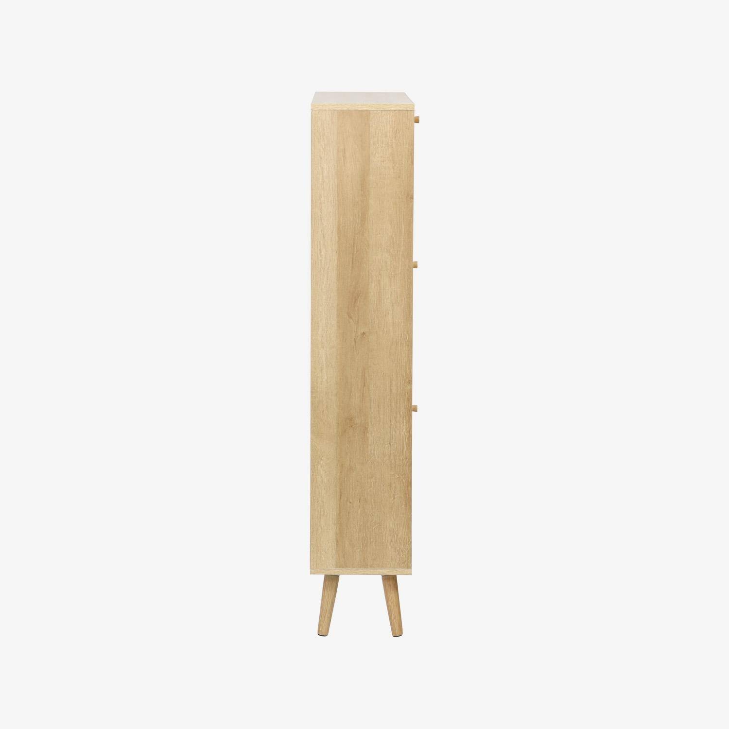 Schuhschrank mit Rattan-Geflecht, 3 Klapptüren, 1 Tür, für 21 Paar, naturfarben 120 x 24 x 125 cm - Bohème,sweeek,Photo5