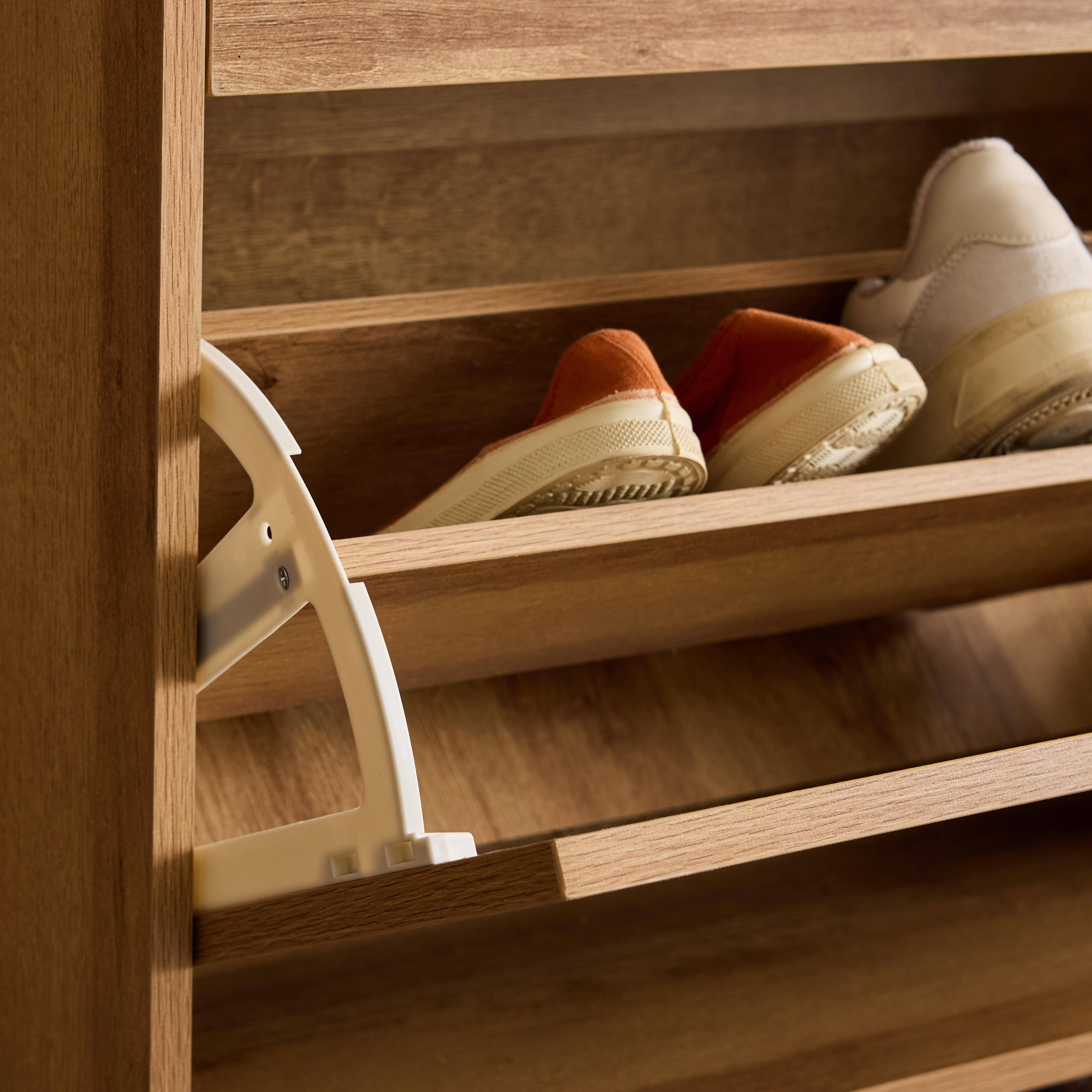 Scarpiera con intreccio 3 cassetti, Boheme, Marrone naturale, 120x24x125 cm,sweeek,Photo5