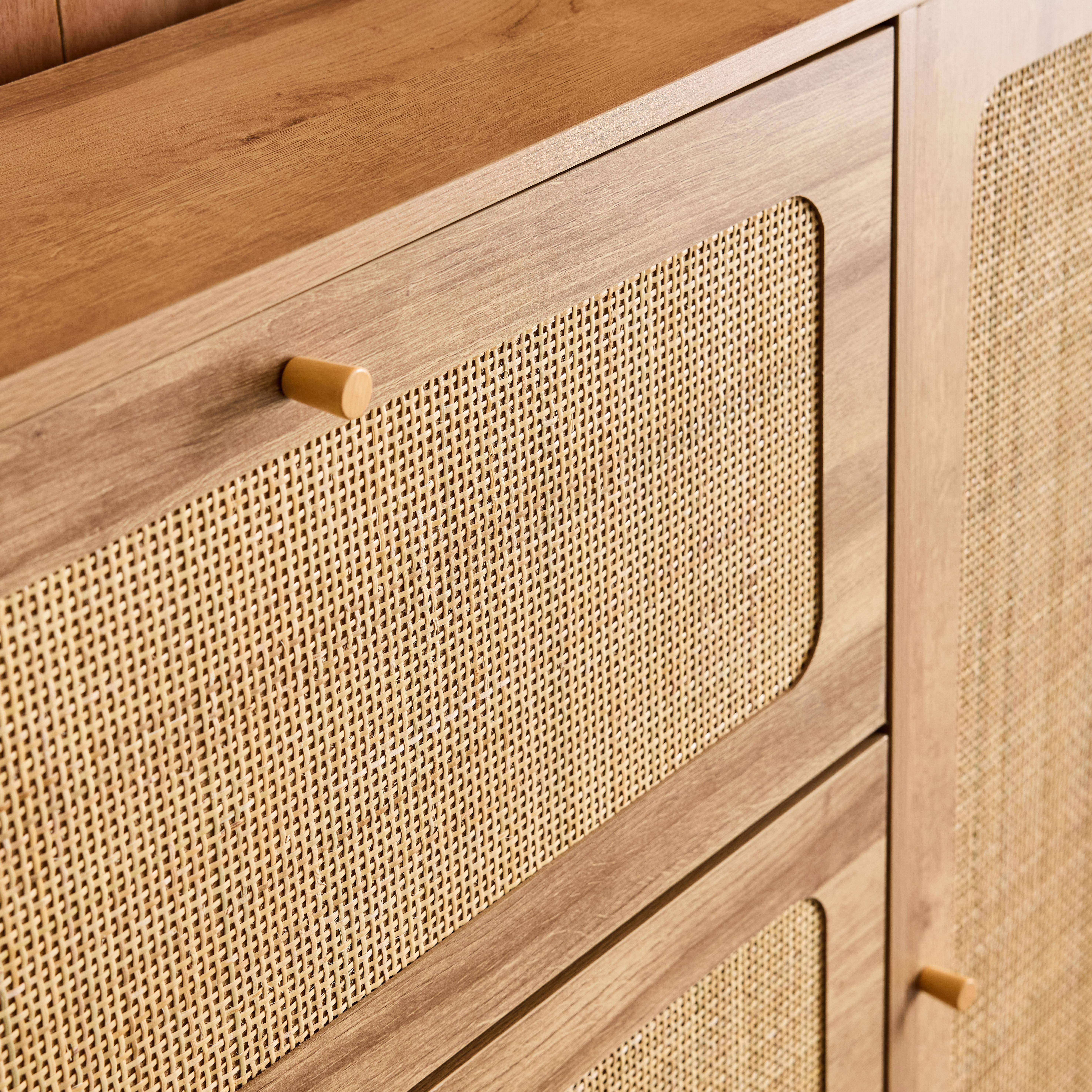 Scarpiera con intreccio 3 cassetti, Boheme, Marrone naturale, 120x24x125 cm Photo6