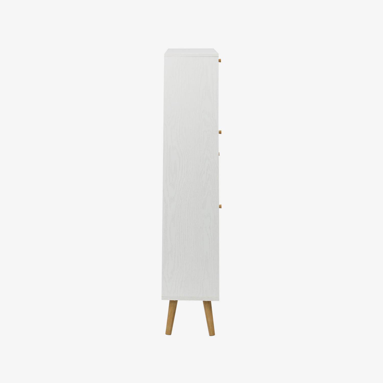 Mueble para zapatos de caña con 3 cajones, Boheme, Blanco roto, 120x24x125 cm Photo6