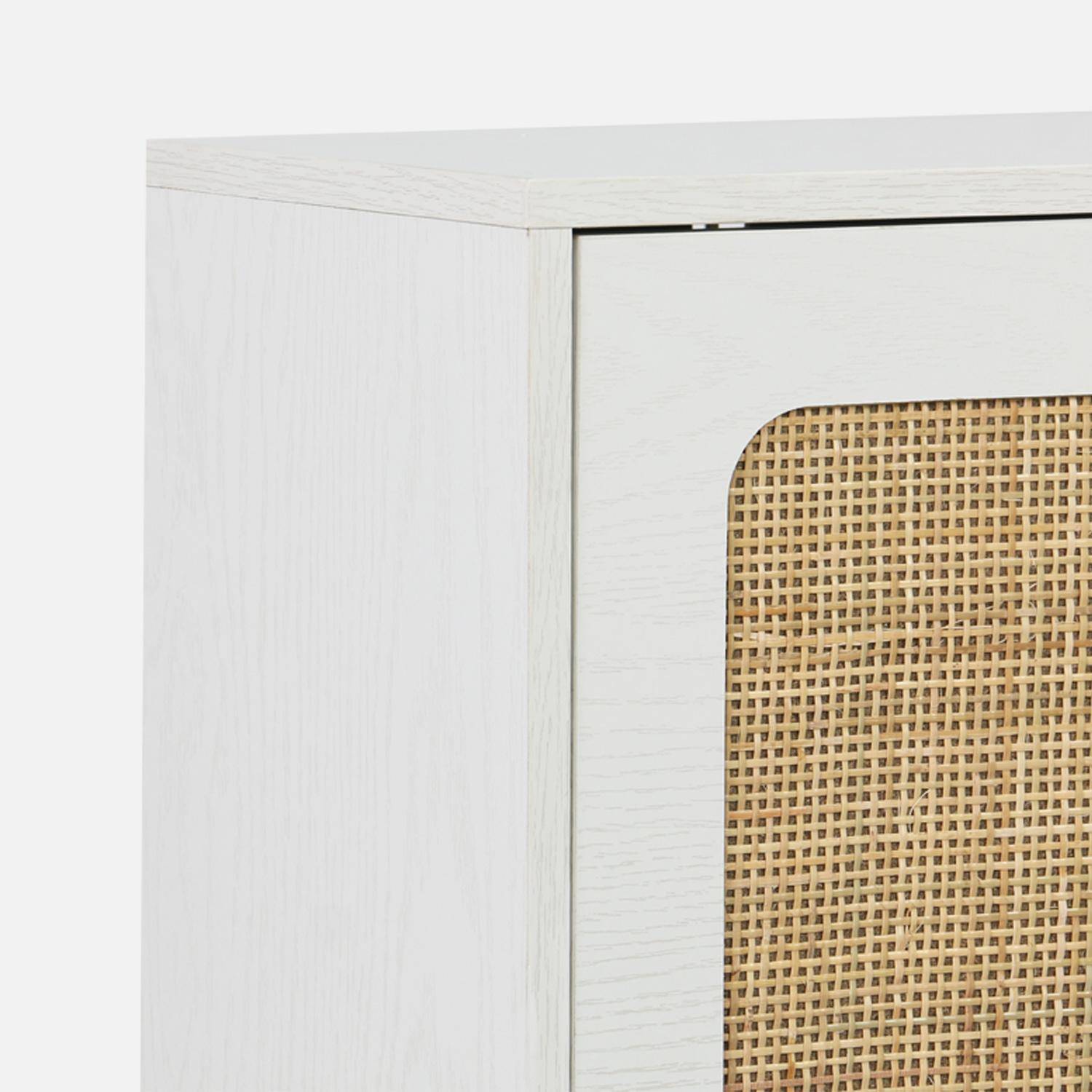 Mueble para zapatos de caña con 3 cajones, Boheme, Blanco roto, 120x24x125 cm Photo5