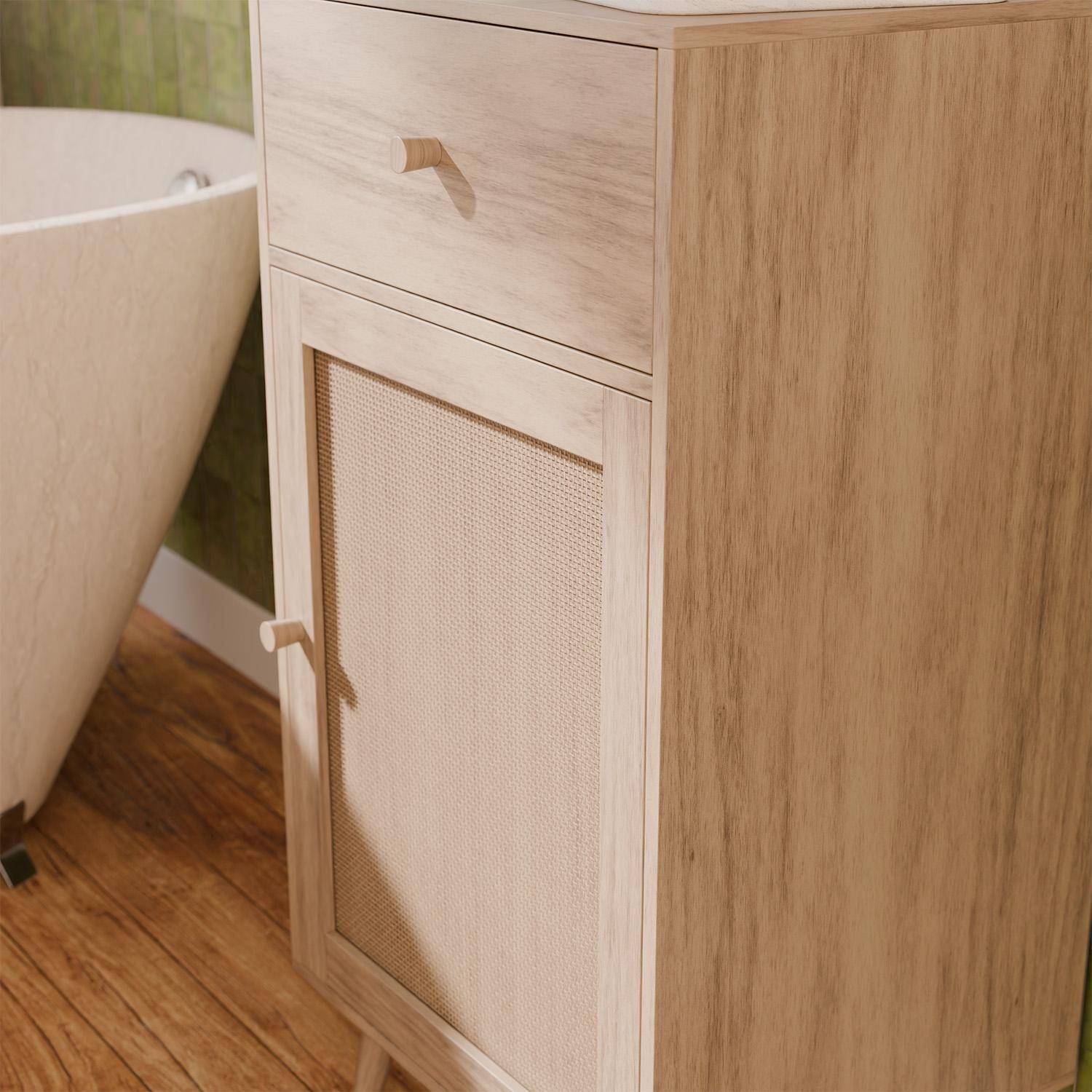 Meuble salle de bain décor bois Bohème 1 tiroir 1 étagère 45 x 36 x 90 cm naturel,sweeek,Photo2