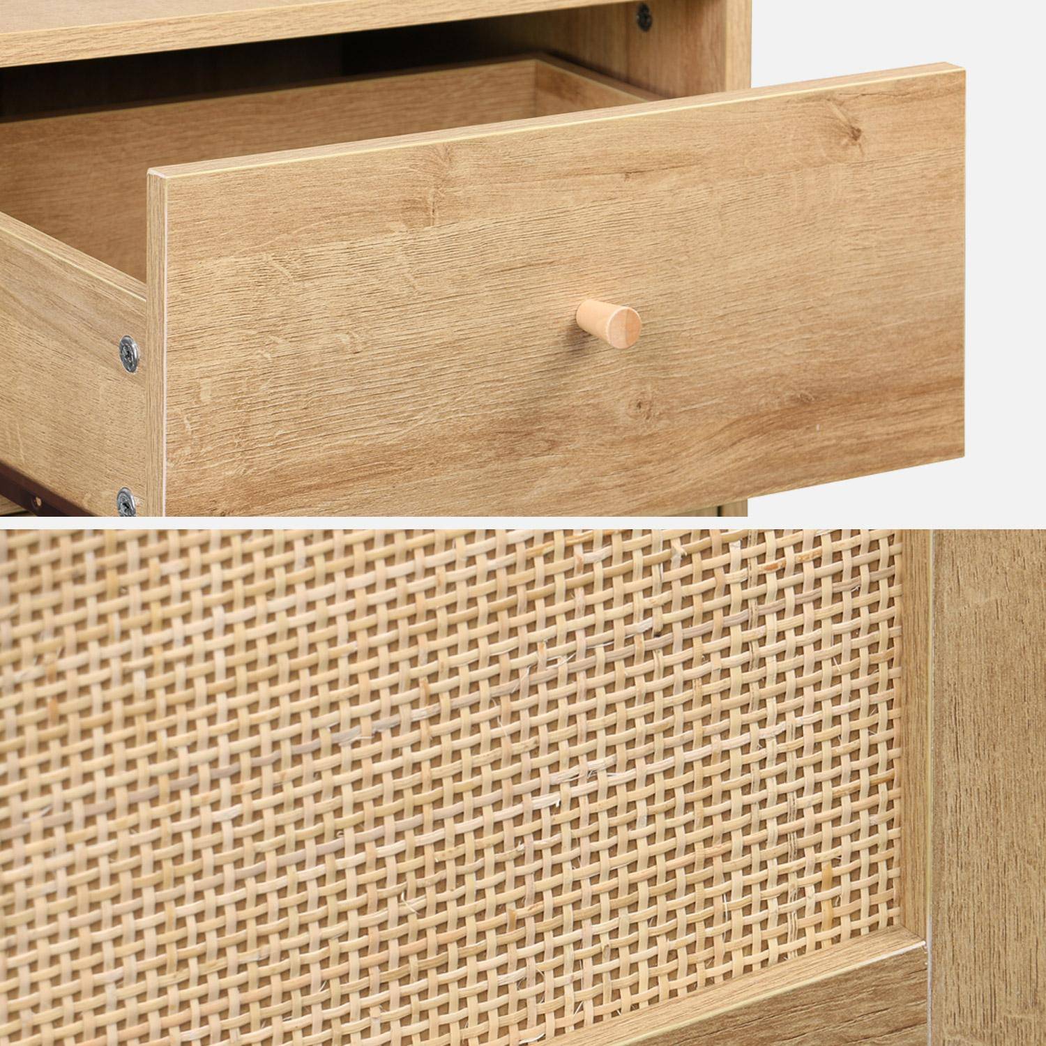 Badezimmer-Möbel mit Holzdekor, 1 Schublade und 1 Regal naturfarben 45 x 36 x 90 cm - Boheme Photo4