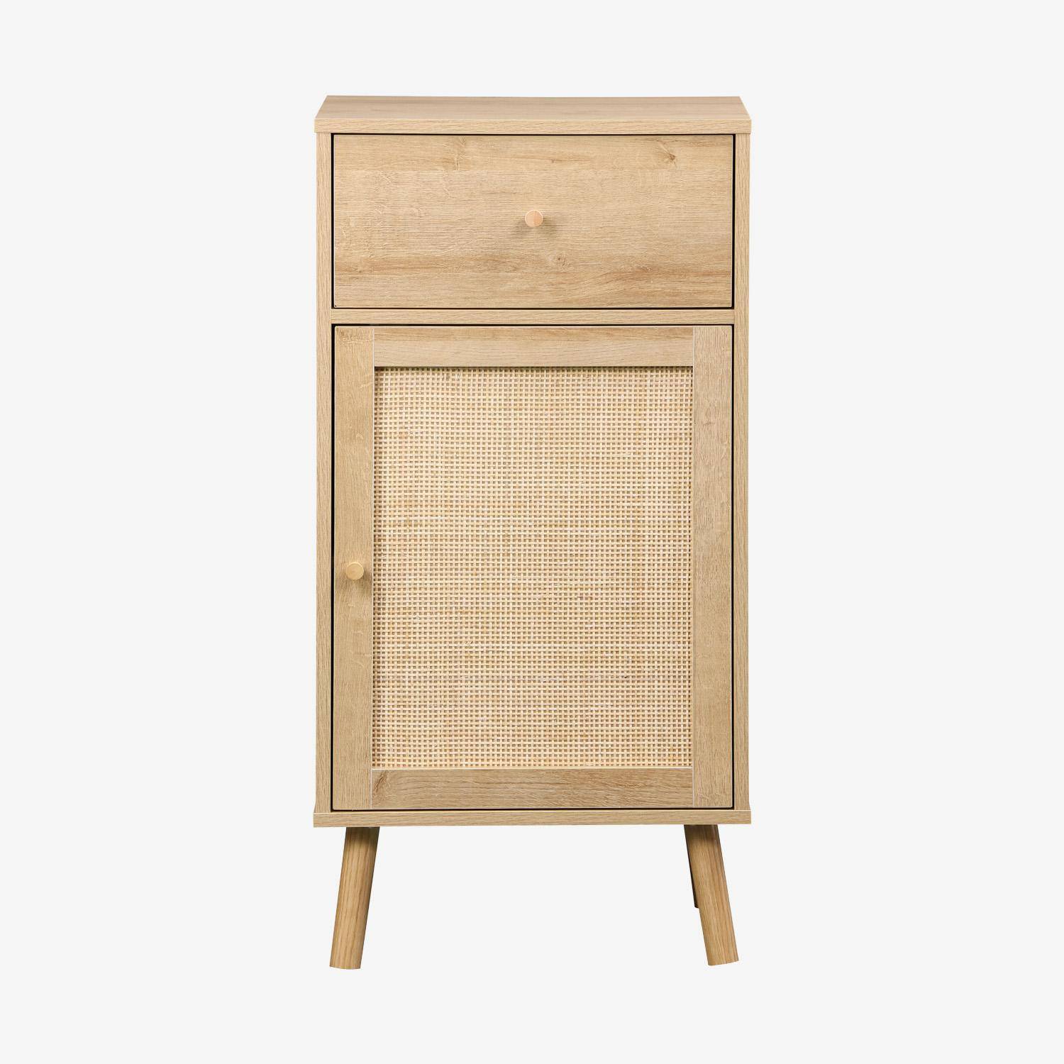 Badezimmer-Möbel mit Holzdekor, 1 Schublade und 1 Regal naturfarben 45 x 36 x 90 cm - Boheme Photo2