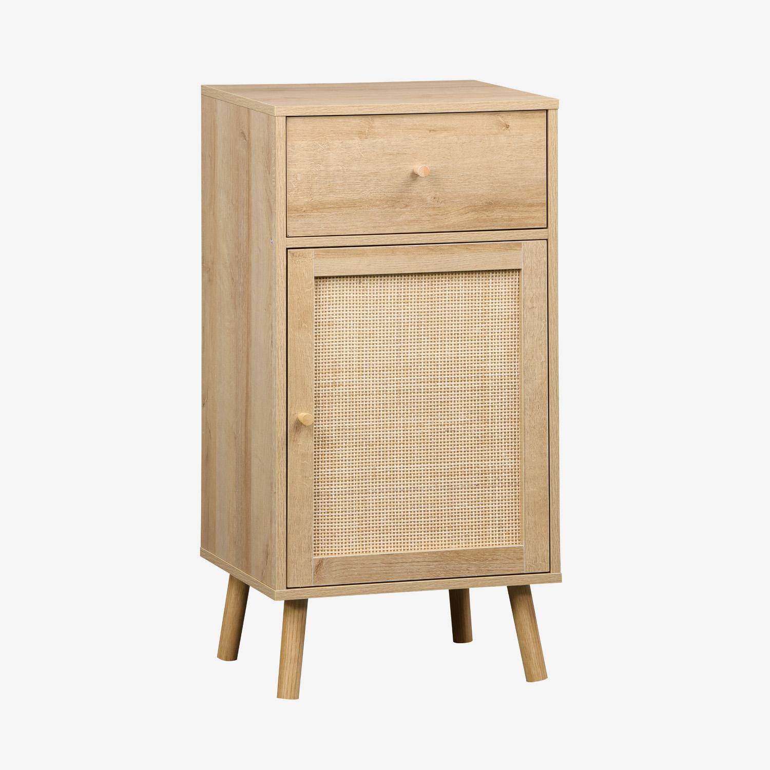 Badezimmer-Möbel mit Holzdekor, 1 Schublade und 1 Regal naturfarben 45 x 36 x 90 cm - Boheme Photo1