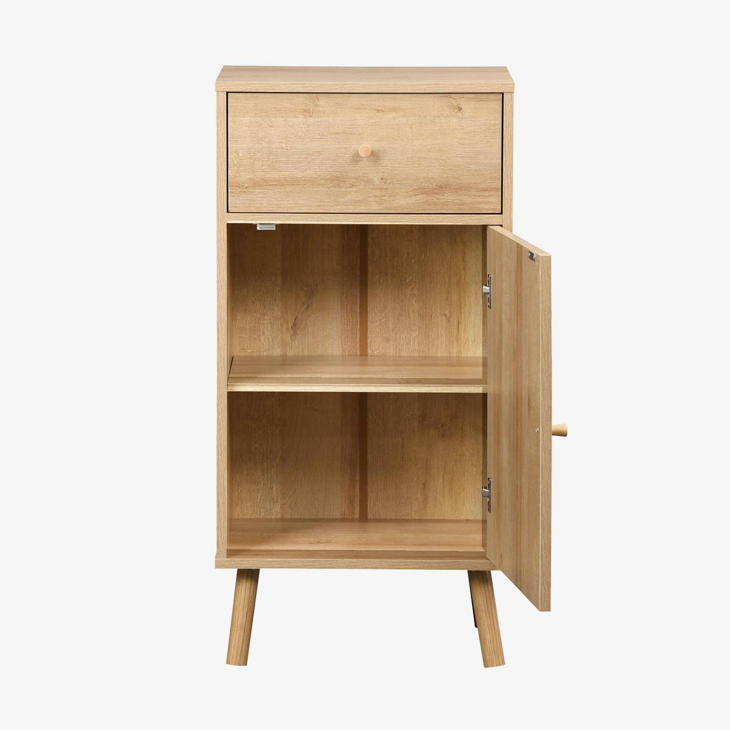 Badezimmer-Möbel mit Holzdekor, 1 Schublade und 1 Regal naturfarben 45 x 36 x 90 cm - Boheme Photo3