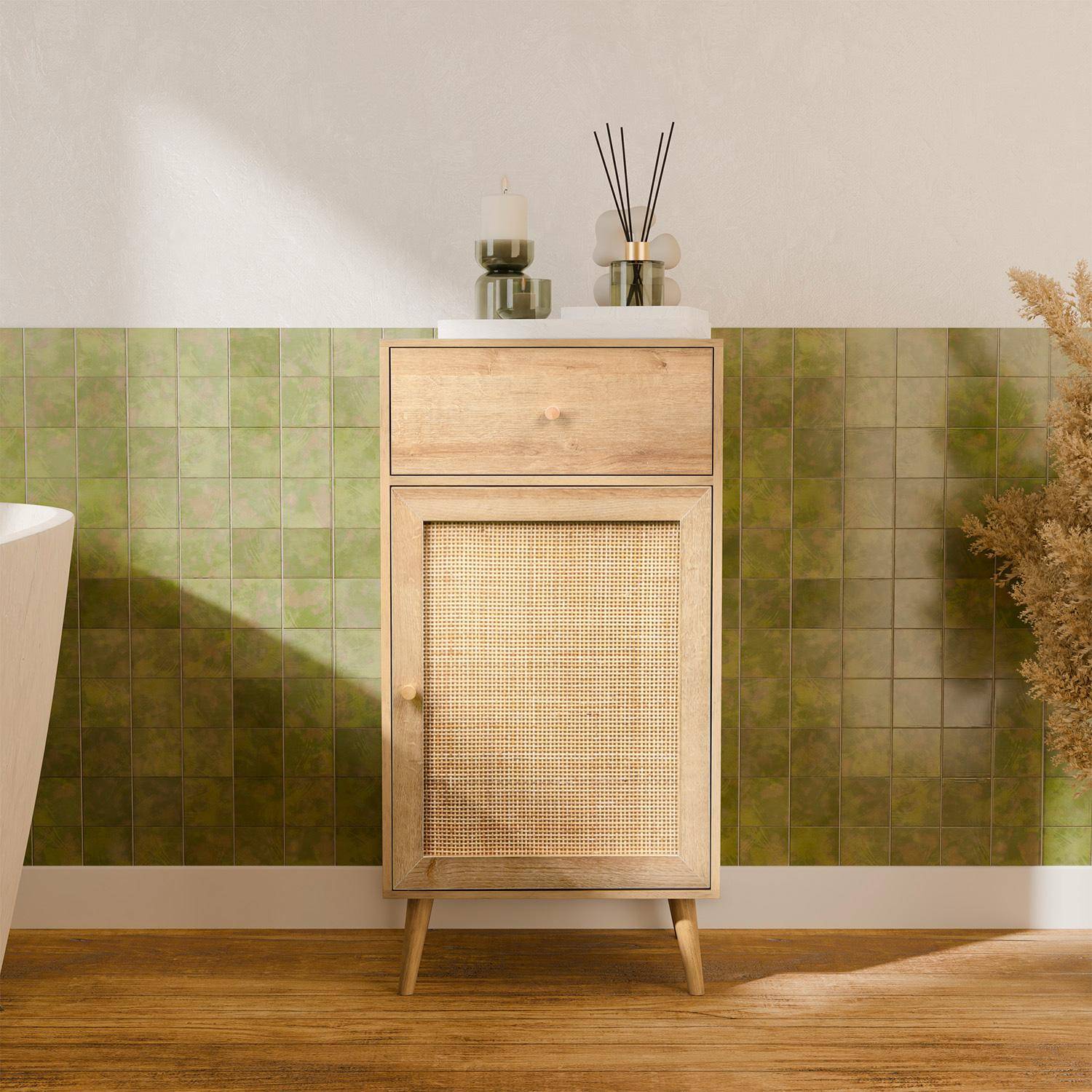 Mueble de baño decoración madera, Boheme, Natural, 45x36x90 cm Photo1