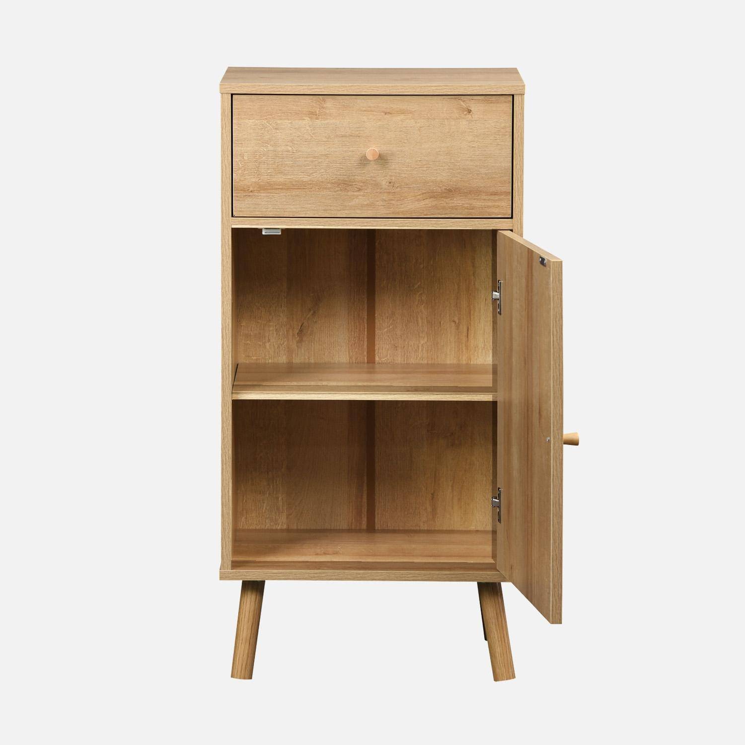 Badezimmer-Möbel mit Holzdekor und Rattan-Geflecht, 1 Schublade und 1 Regal naturfarben 45 x 36 x 90 cm - Boheme,sweeek,Photo4