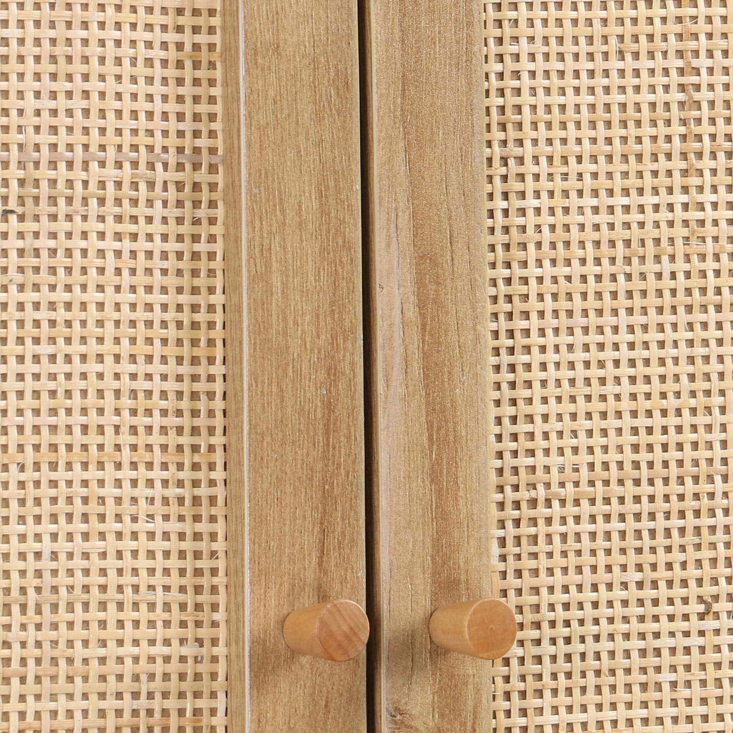 Regał do WC boho w kolorze jasnego drewna z dodatkiem rattanu 1 regał 64 x 20 x 180 cm,sweeek,Photo7